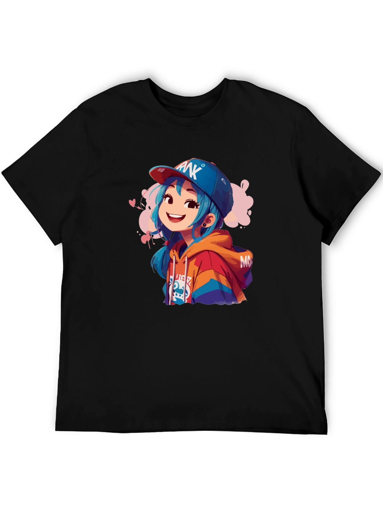 Anime Girl Graphic Black T-Shirt