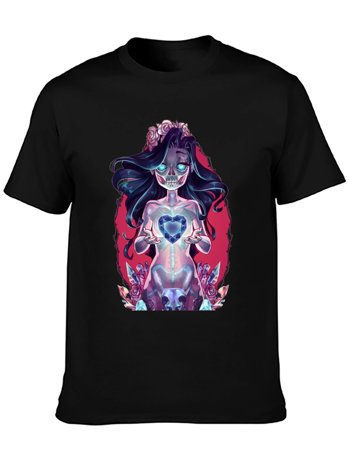 Gothic Skeleton Heart Black T-Shirt