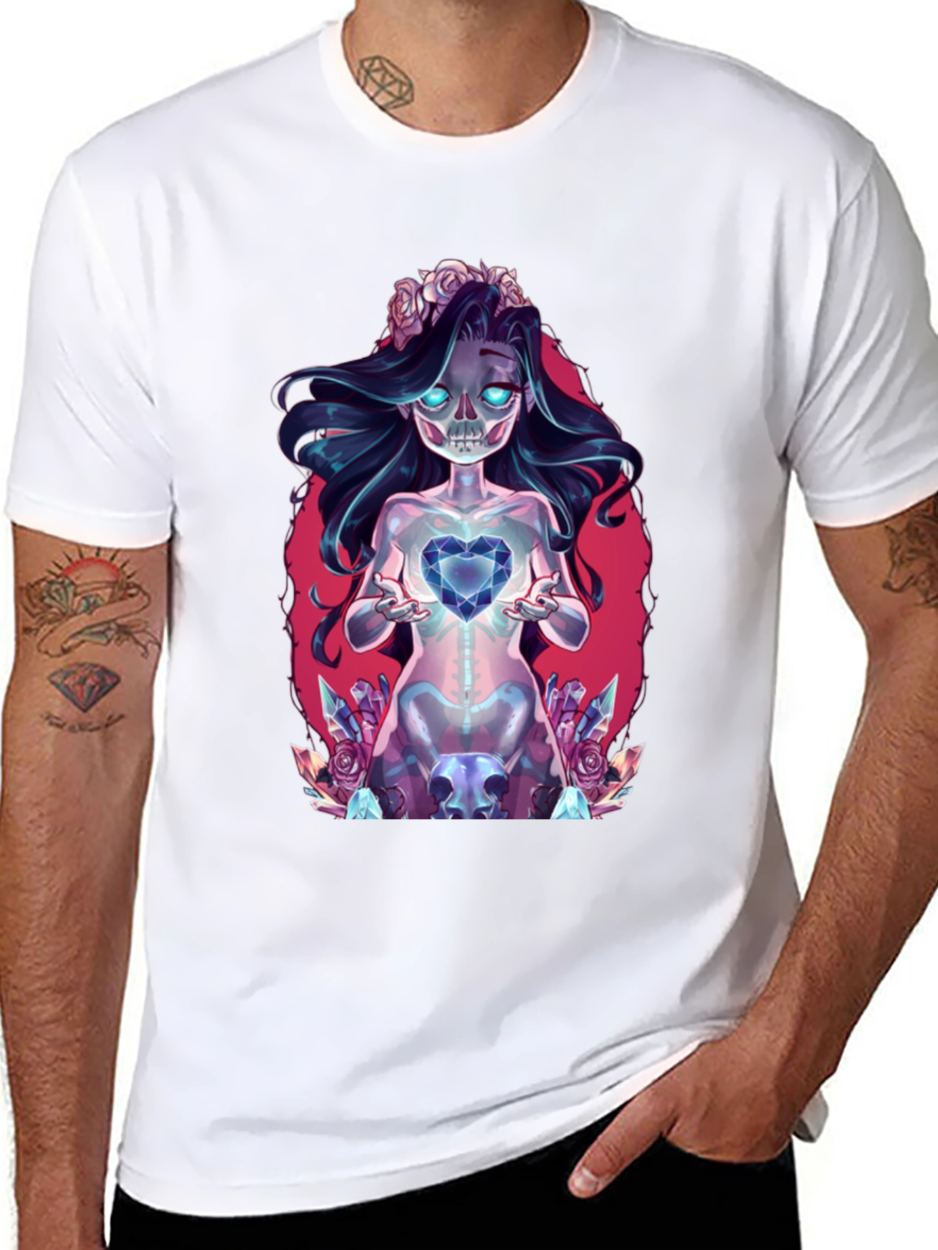 Gothic Skeleton Heart Black T-Shirt