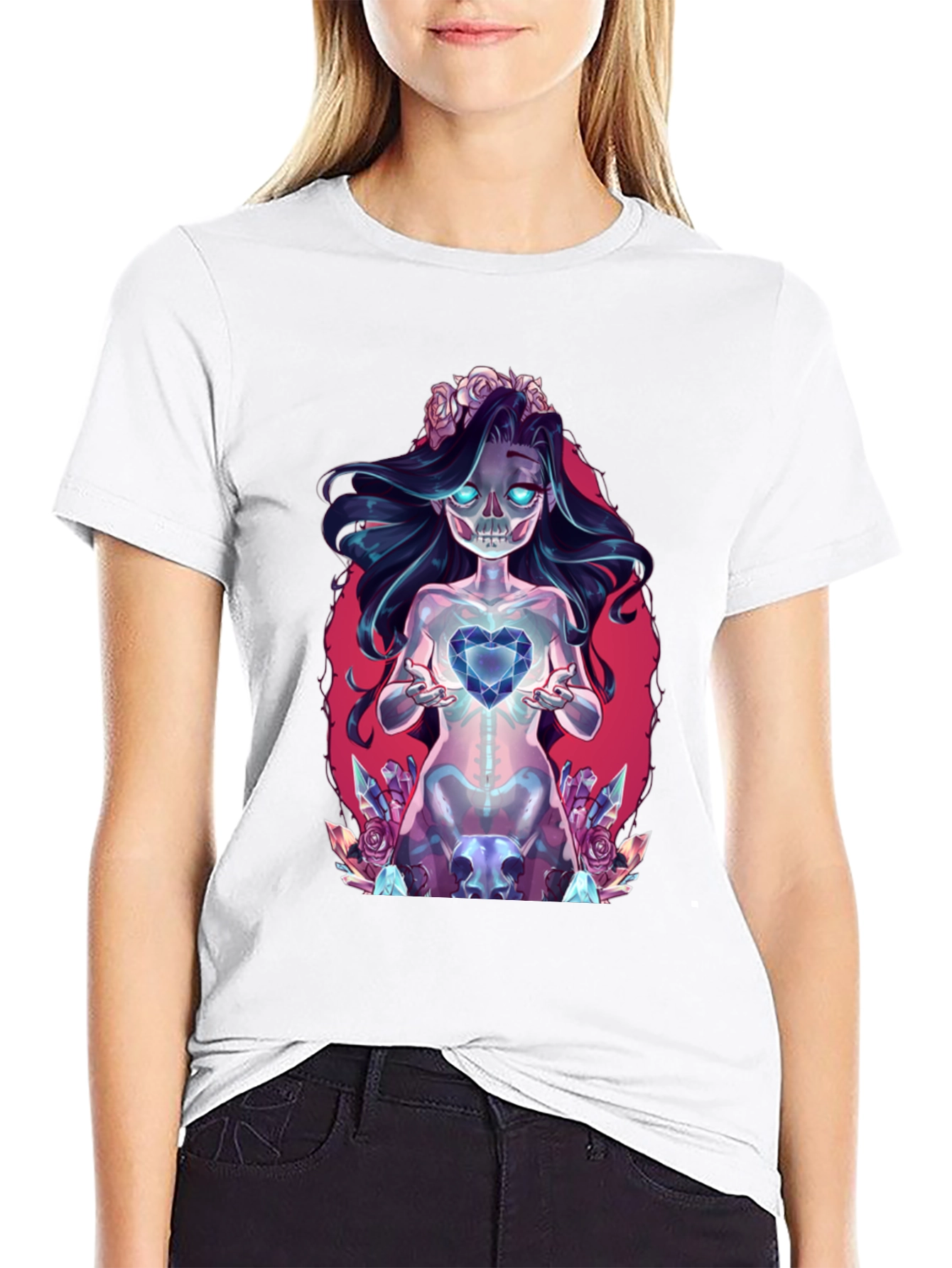 Gothic Skeleton Heart Black T-Shirt
