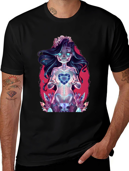 Gothic Skeleton Heart Black T-Shirt