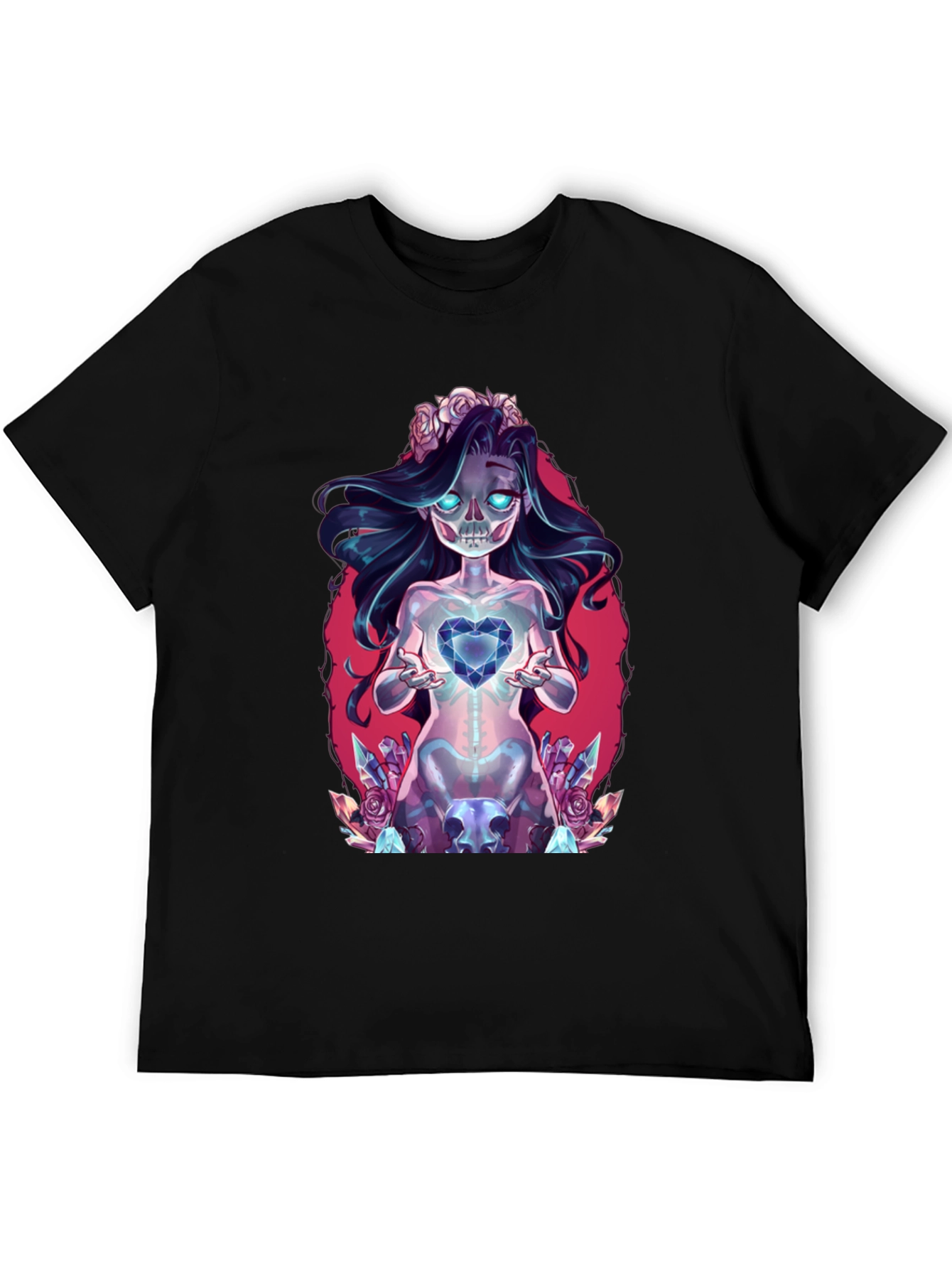 Gothic Skeleton Heart Black T-Shirt