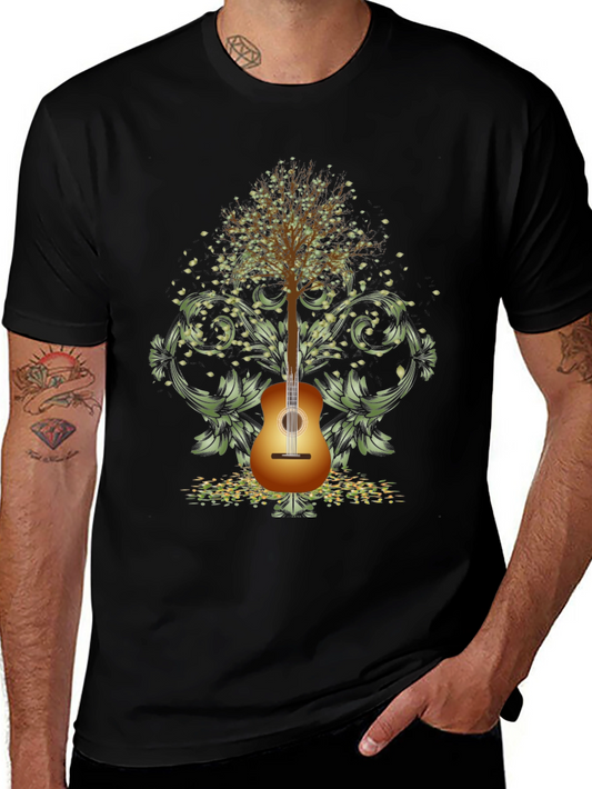 Guitar Tree Mens Black T-Shirt