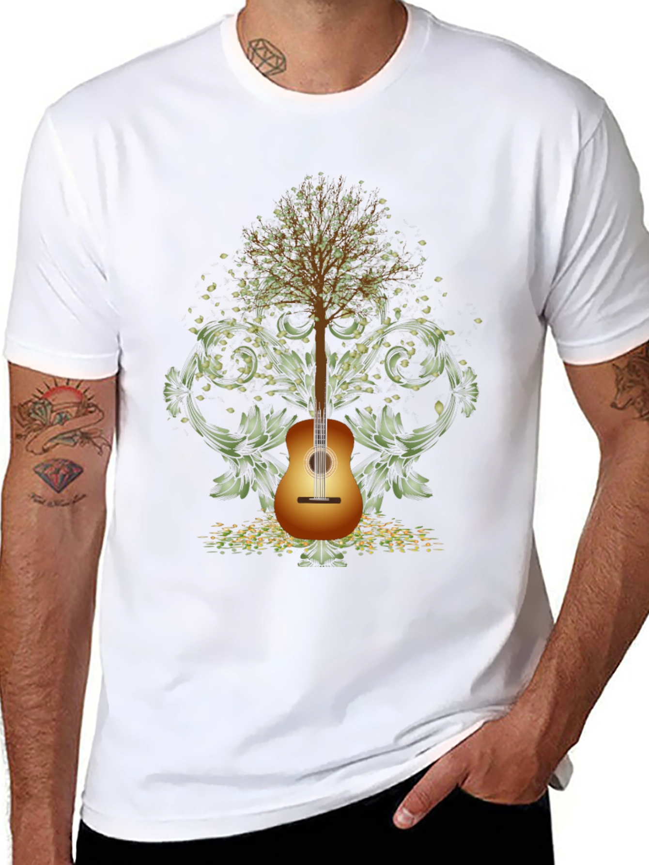 Guitar Tree Mens Black T-Shirt
