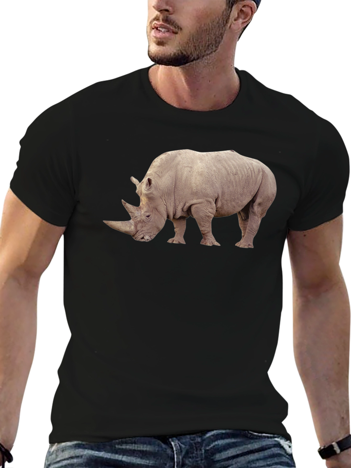 Rhino Graphic Tee - Wildlife Lovers Black T-Shirt