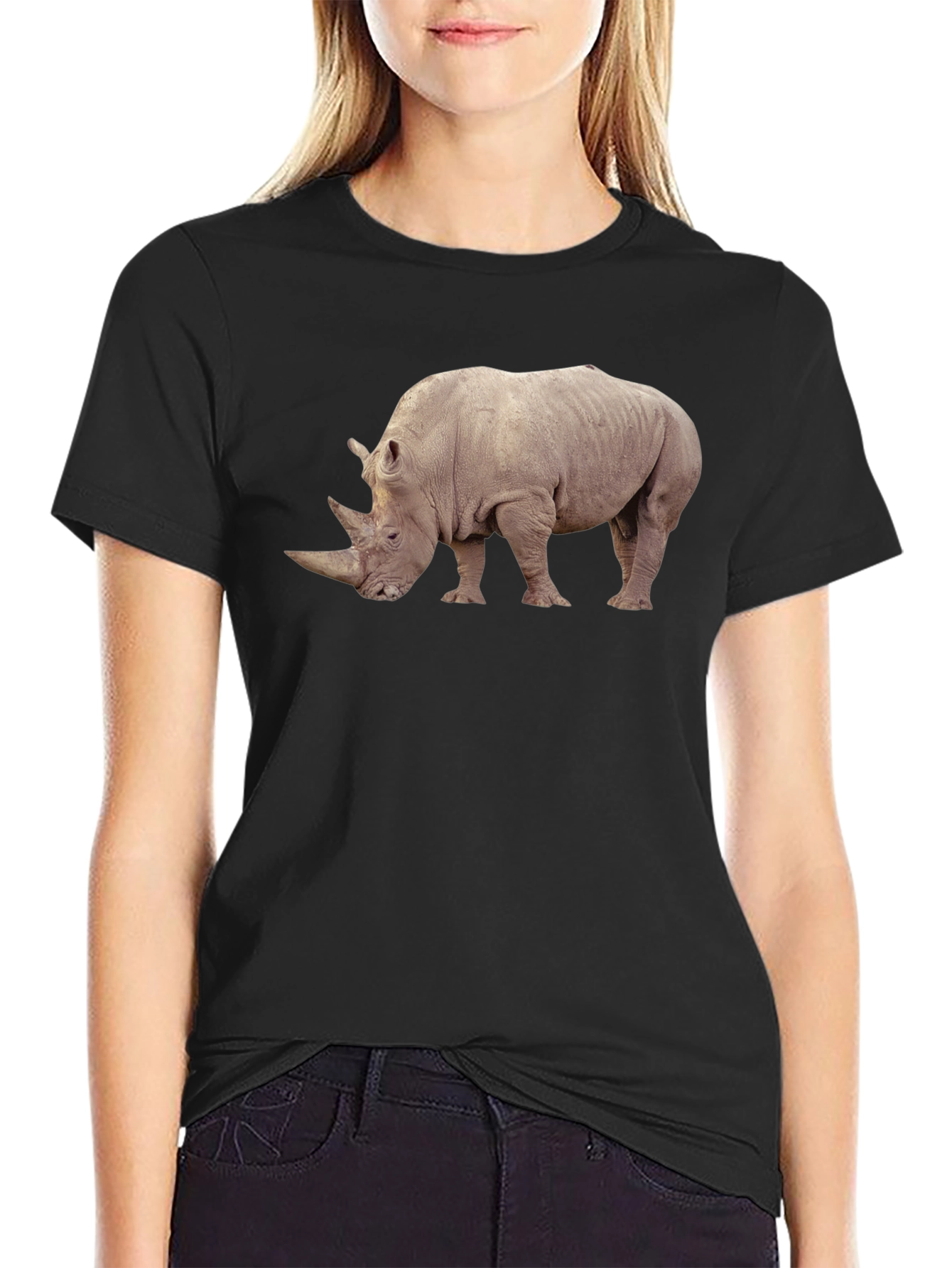 Rhino Graphic Tee - Wildlife Lovers Black T-Shirt