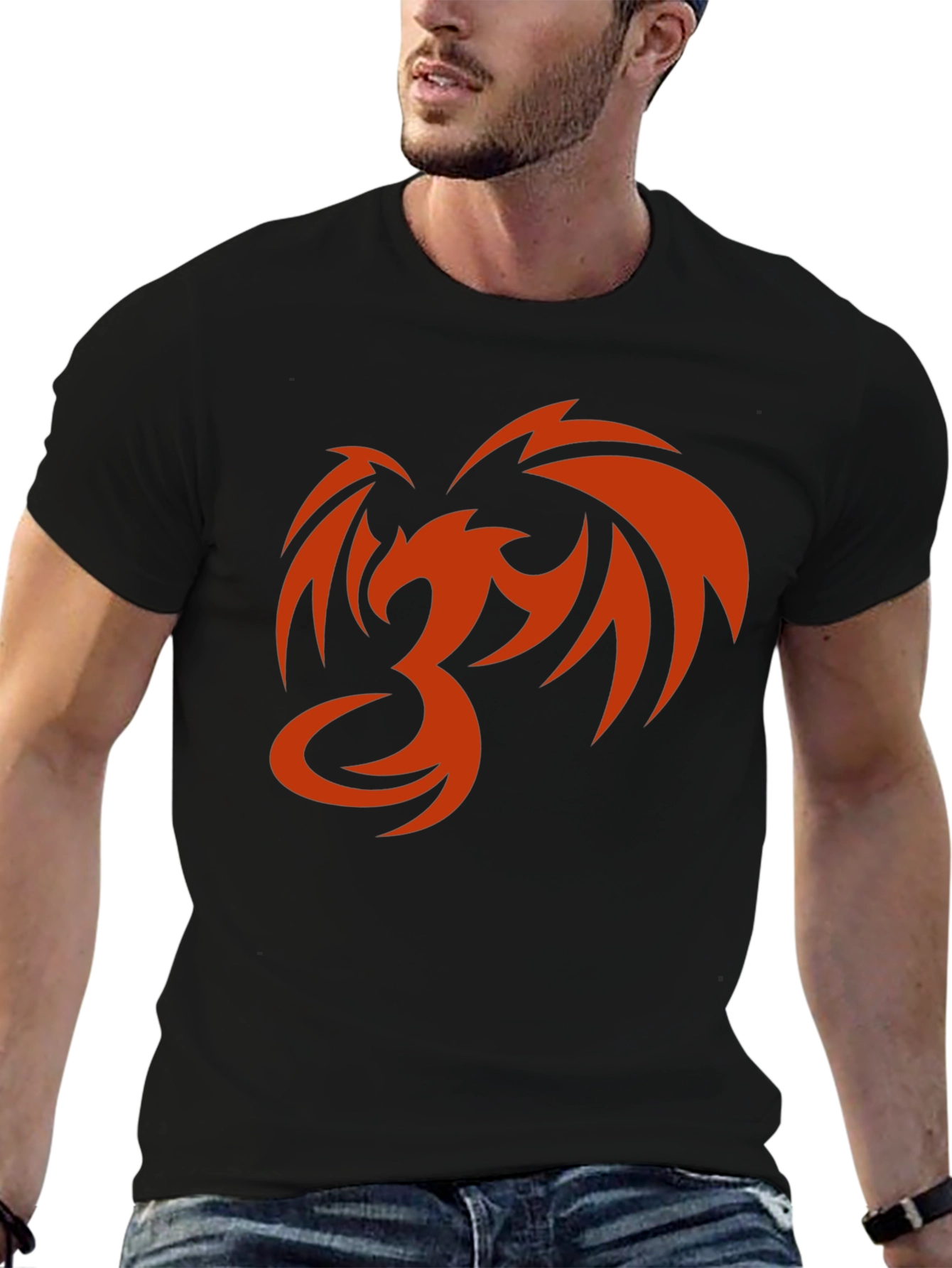 Phoenix Graphic Print Mens Black T-Shirt
