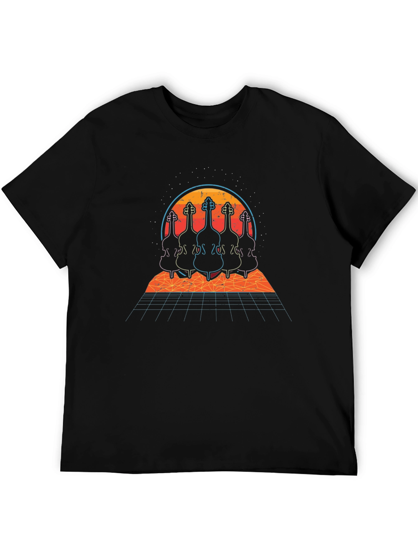 Retro Synthwave Double Bass T-Shirt