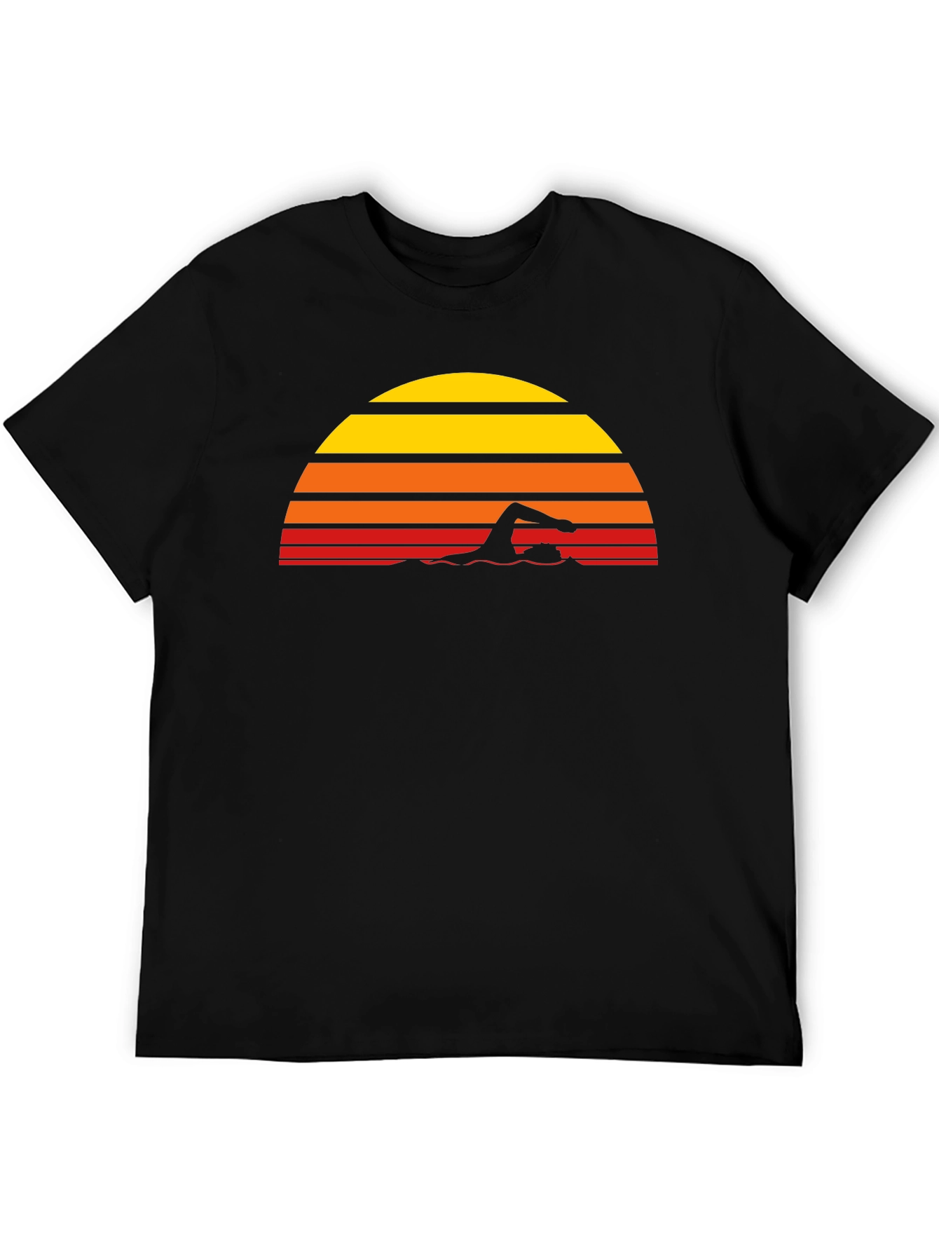 Retro Swimmer T-Shirt - Sunset Swim Design