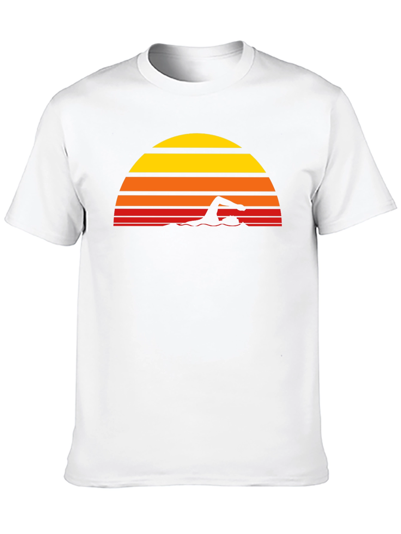 Retro Swimmer T-Shirt - Sunset Swim Design