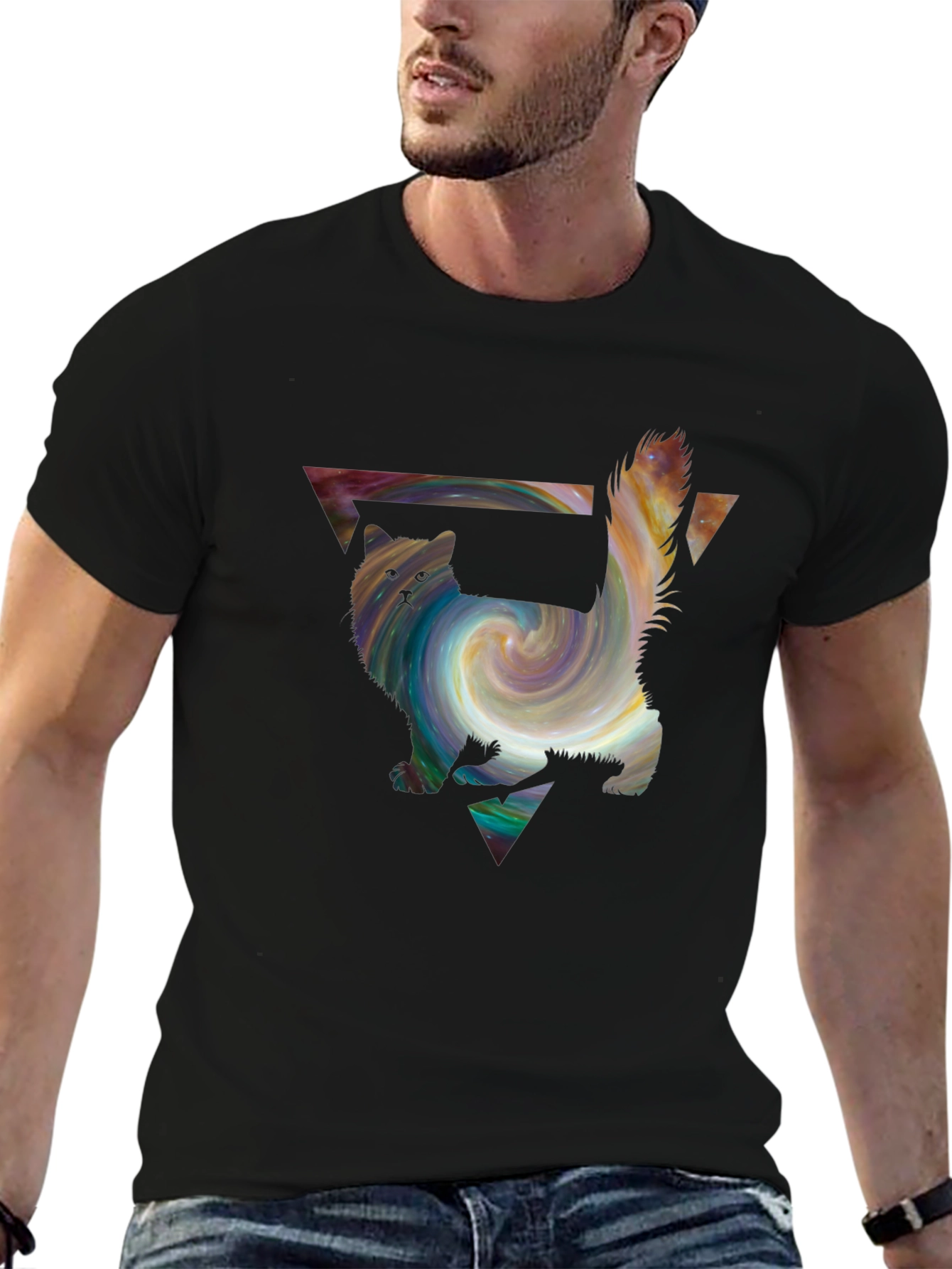 Galaxy Cat T-Shirt - Artistic Graphic Tee