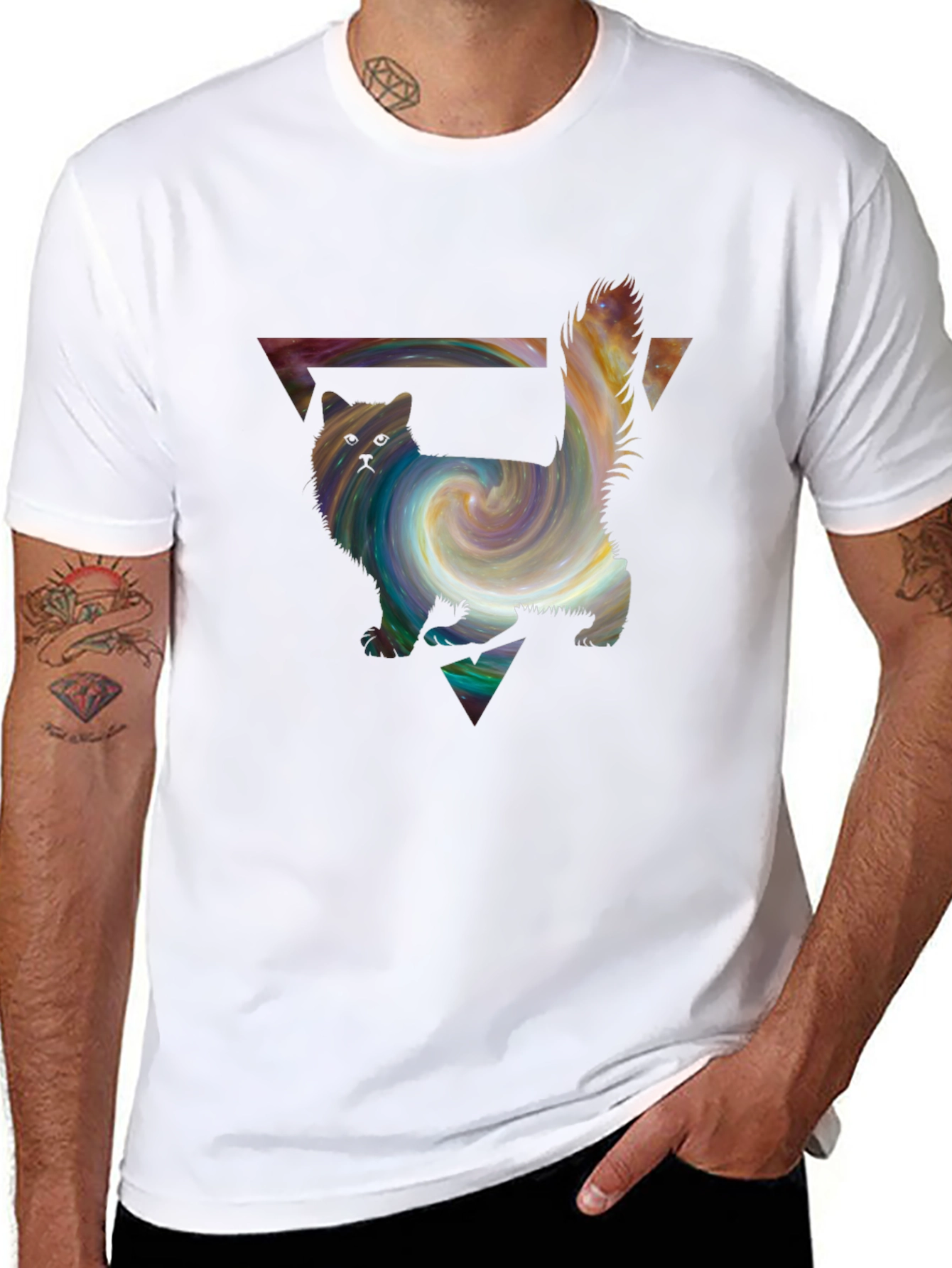 Galaxy Cat T-Shirt - Artistic Graphic Tee