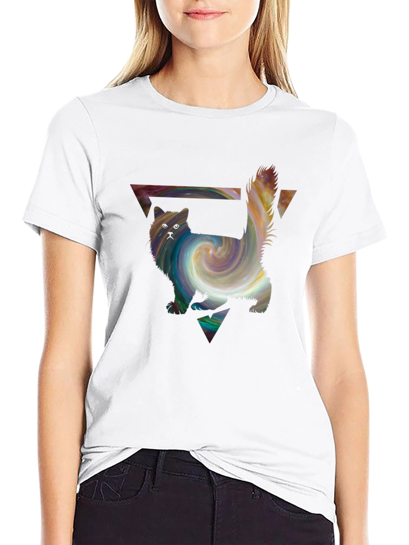 Galaxy Cat T-Shirt - Artistic Graphic Tee
