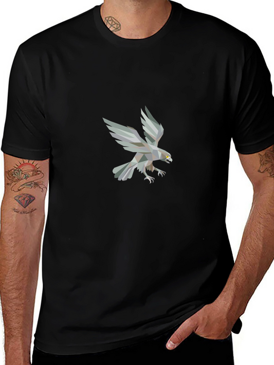 Geometric Eagle Print Black T-Shirt