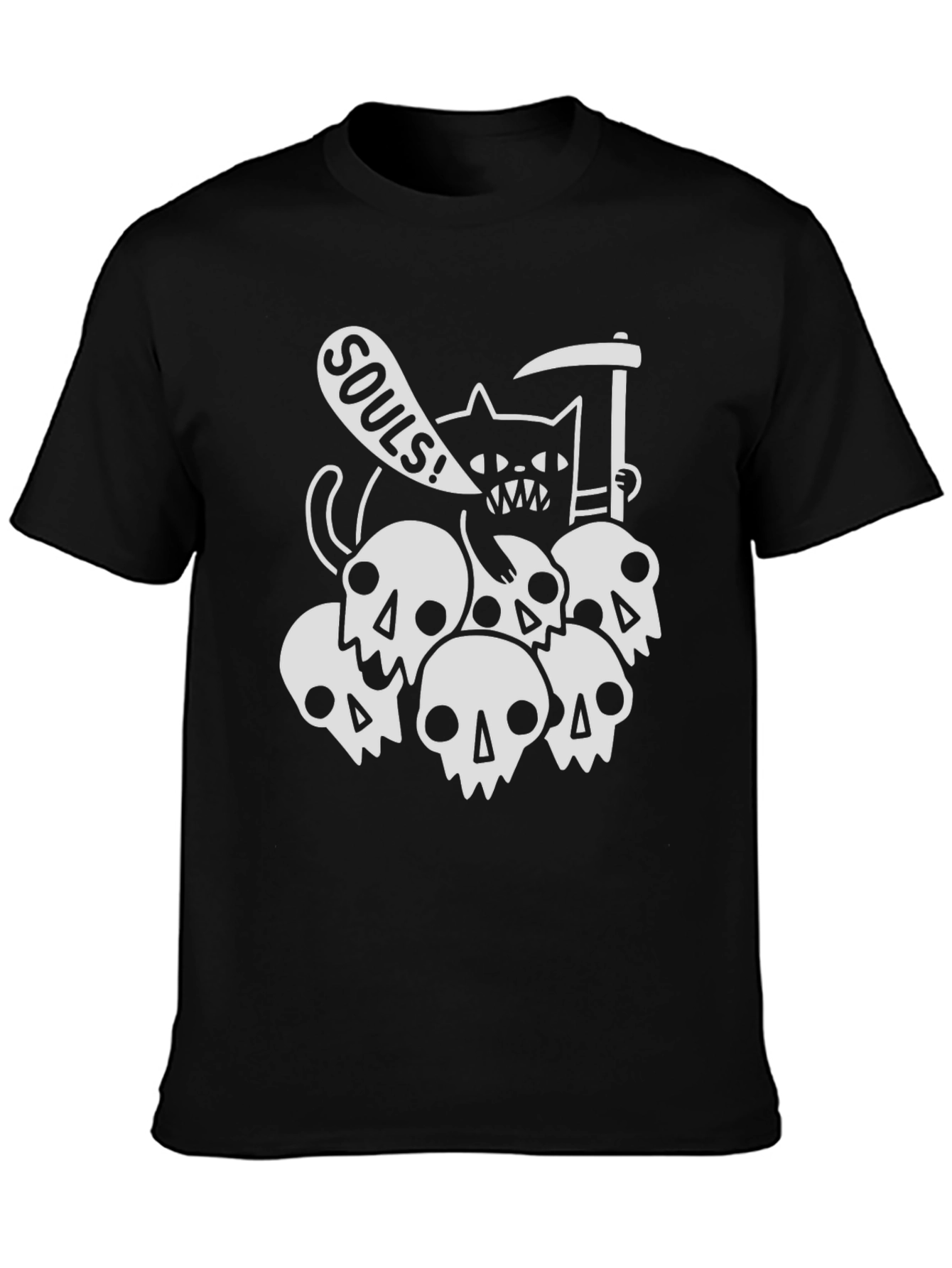Grim Cat Souls T-Shirt - Spooky Graphic Tee
