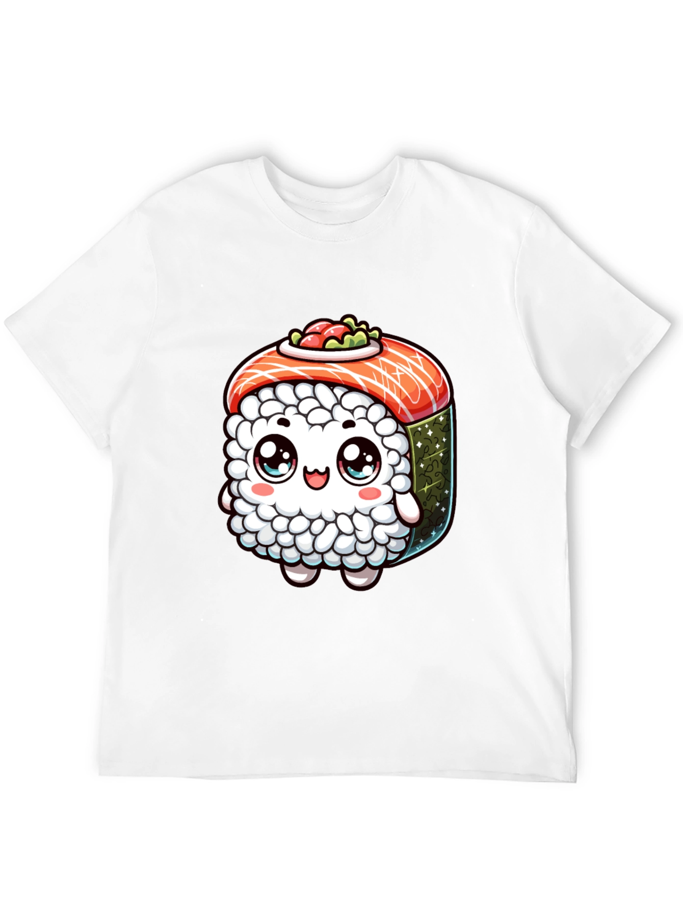 Sushi Cartoon Graphic Black T-Shirt