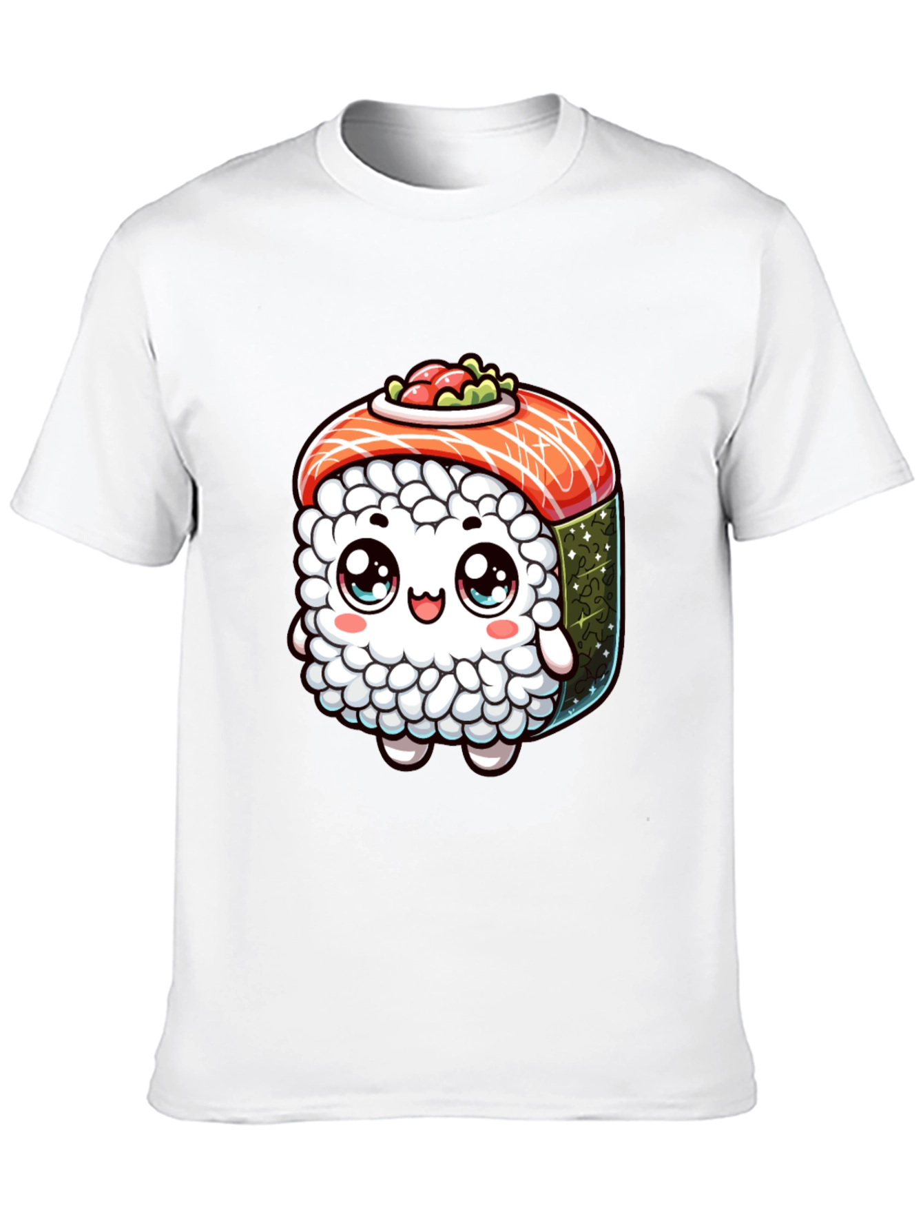 Sushi Cartoon Graphic Black T-Shirt