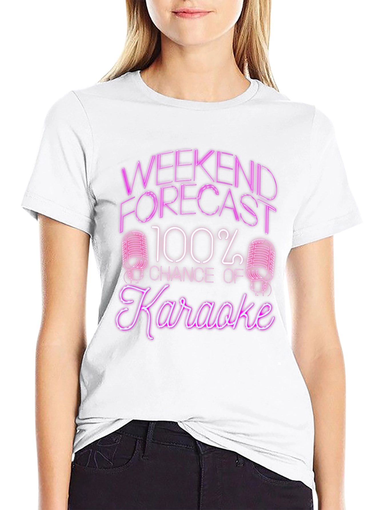 Weekend Forecast Karaoke T-Shirt - Novelty Tee