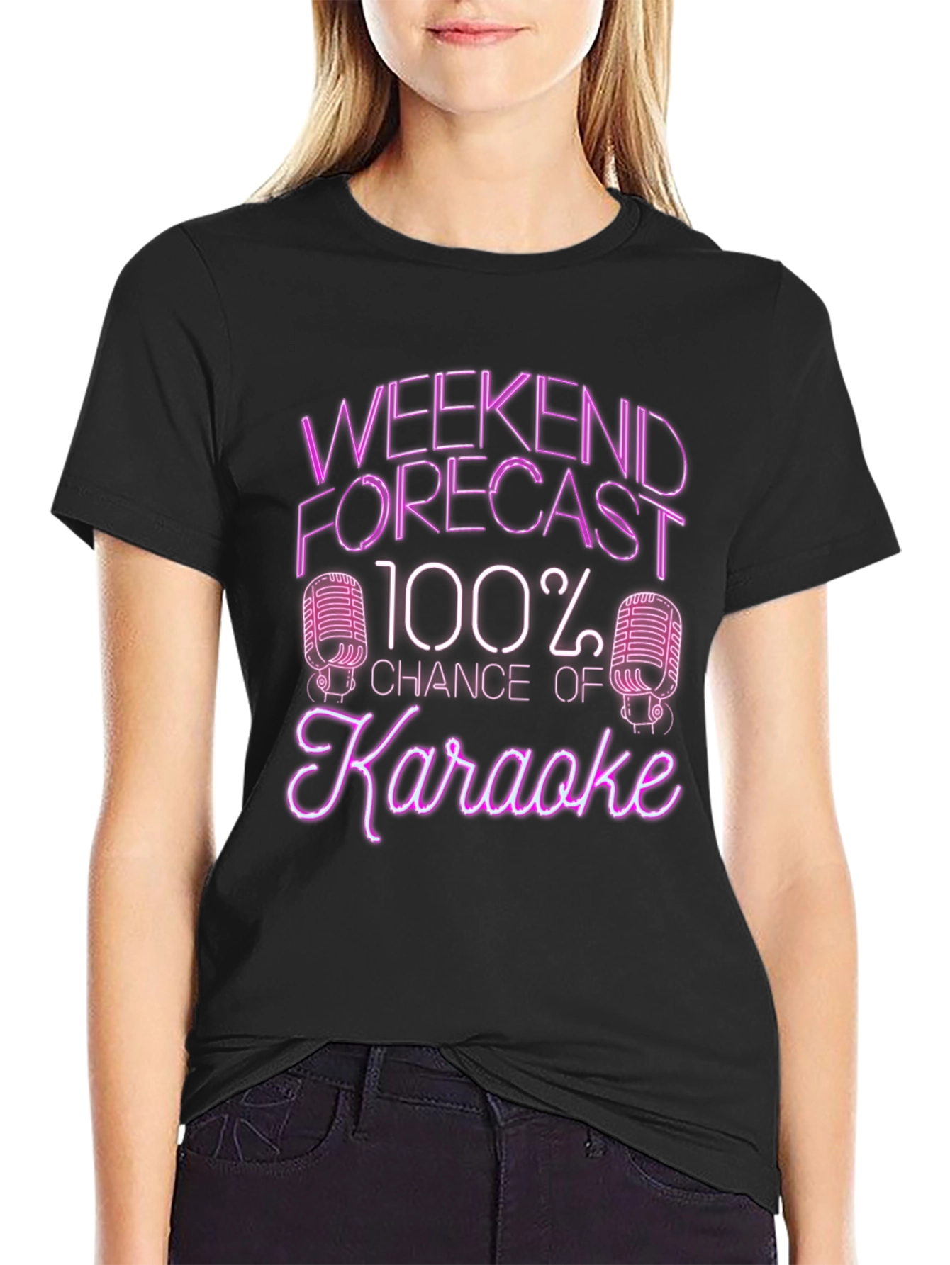 Weekend Forecast Karaoke T-Shirt - Novelty Tee