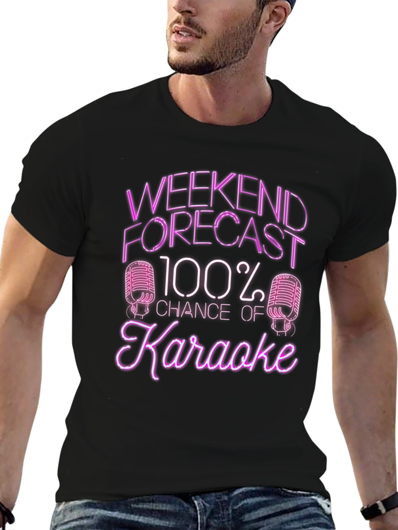 Weekend Forecast Karaoke T-Shirt - Novelty Tee