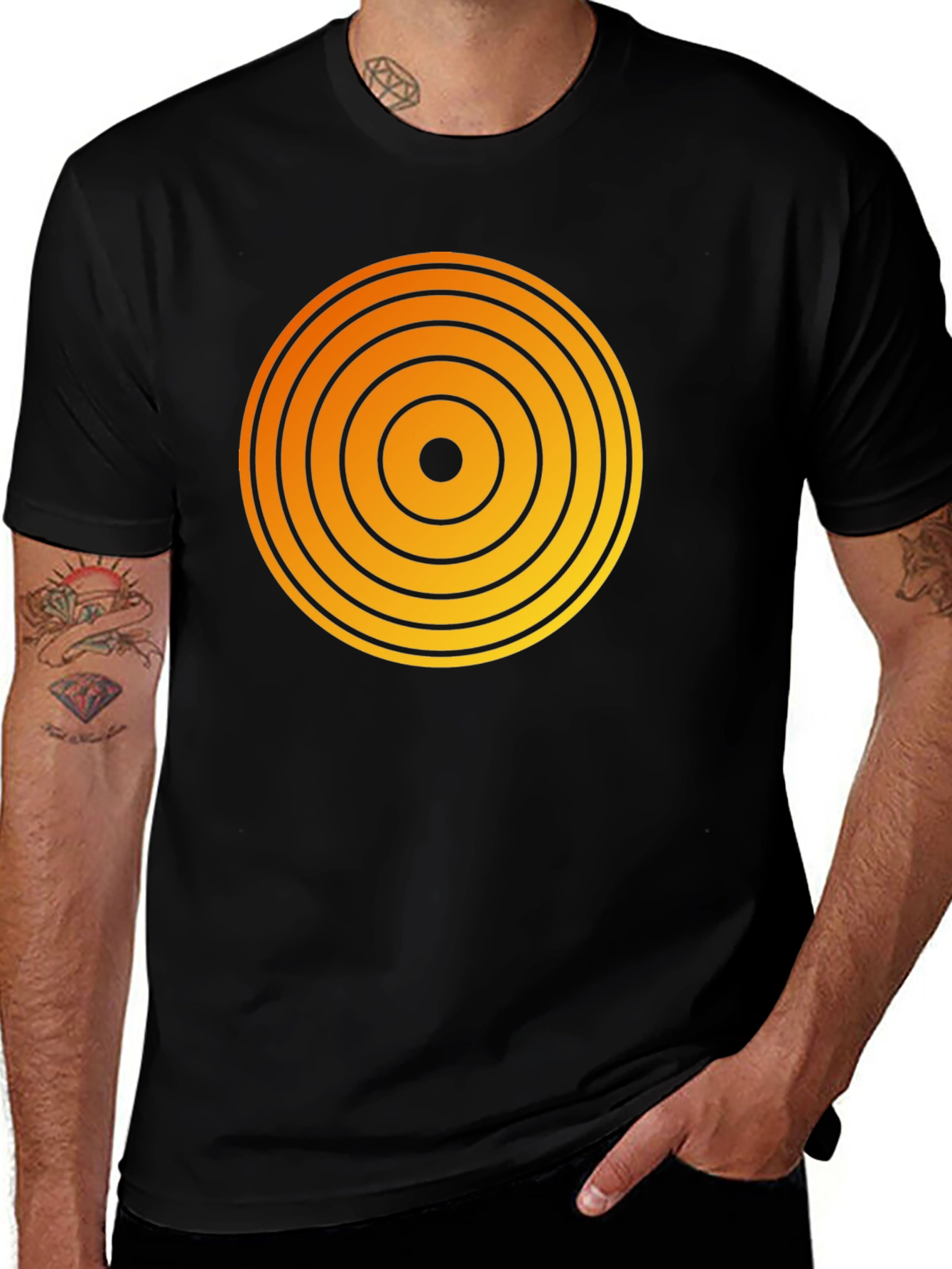 Retro Target Graphic Tee - Black Cotton Blend