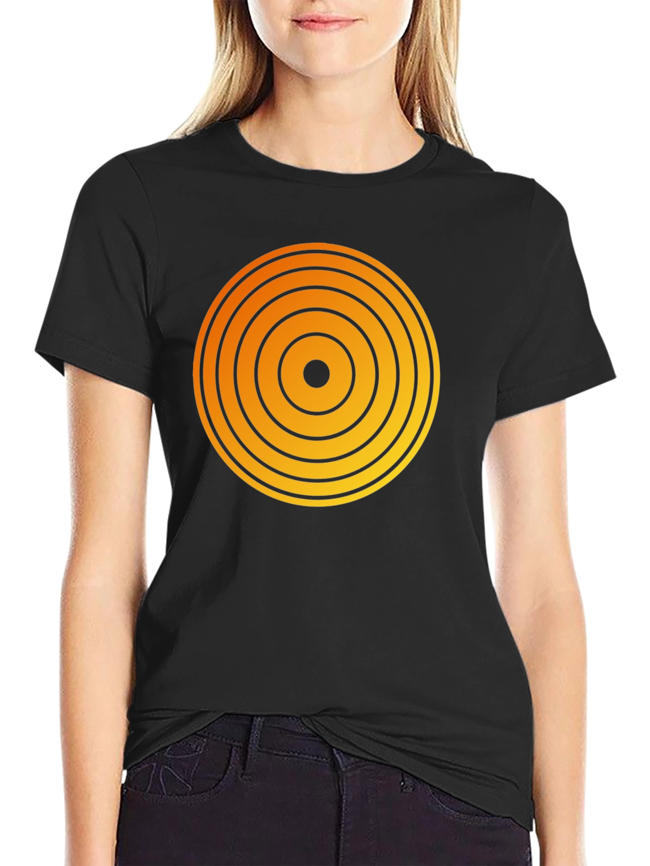 Retro Target Graphic Tee - Black Cotton Blend