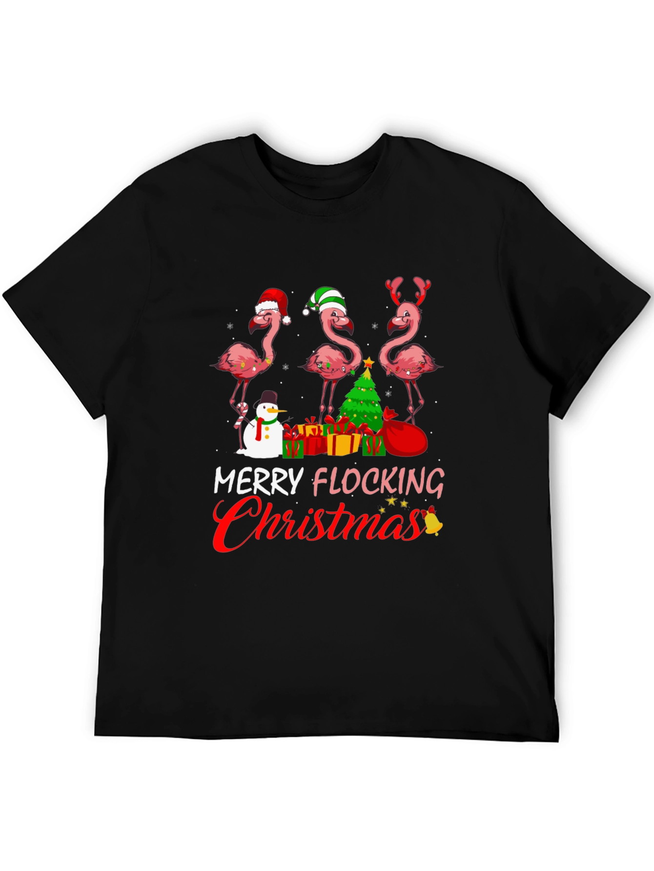 Merry Flocking Christmas Flamingo T-Shirt
