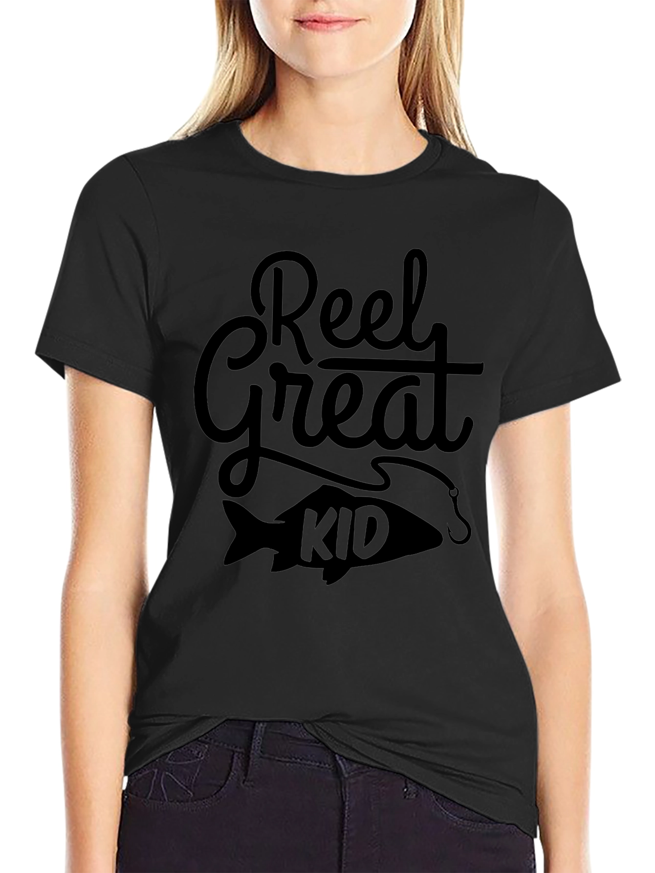 Reel Great Kid Black Graphic T-Shirt