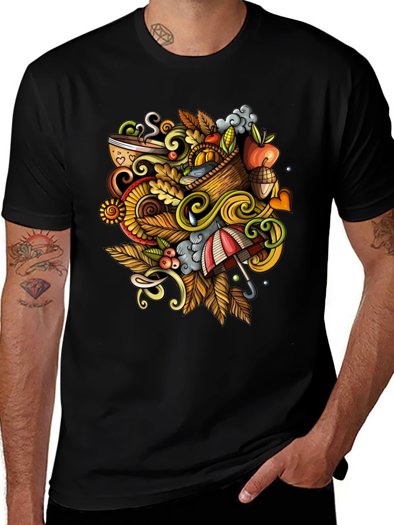 Autumn Doodle Graphic Tee - Fall Vibes