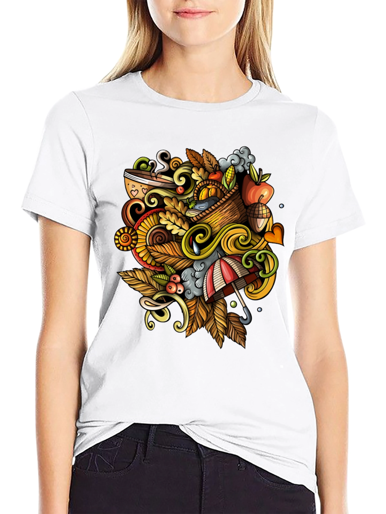 Autumn Doodle Graphic Tee - Fall Vibes