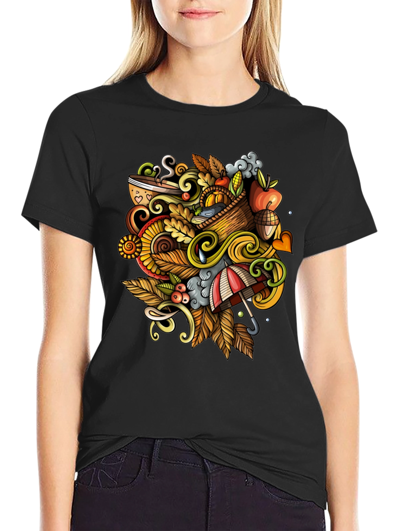 Autumn Doodle Graphic Tee - Fall Vibes