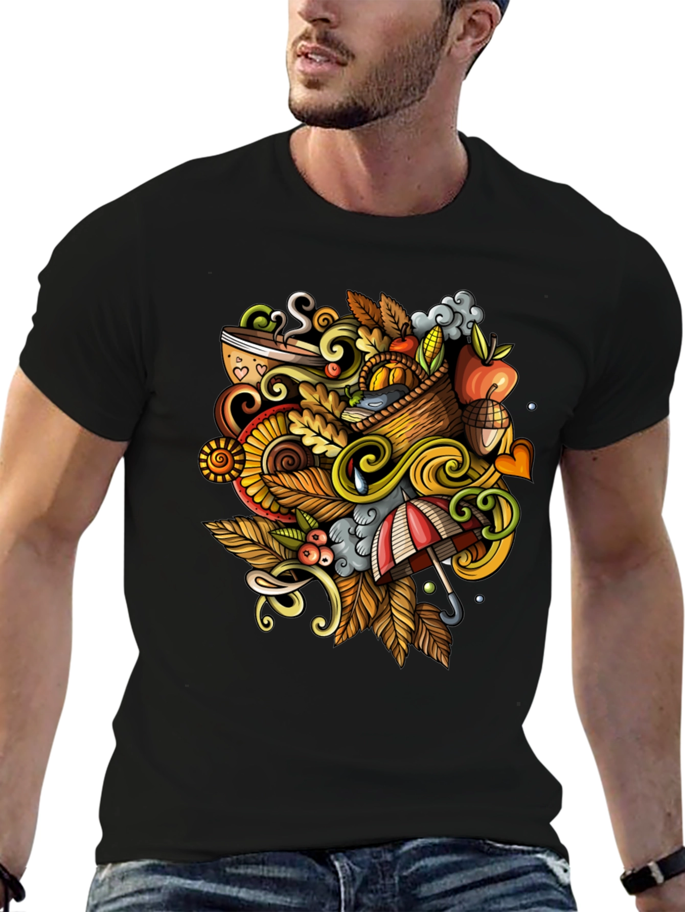 Autumn Doodle Graphic Tee - Fall Vibes