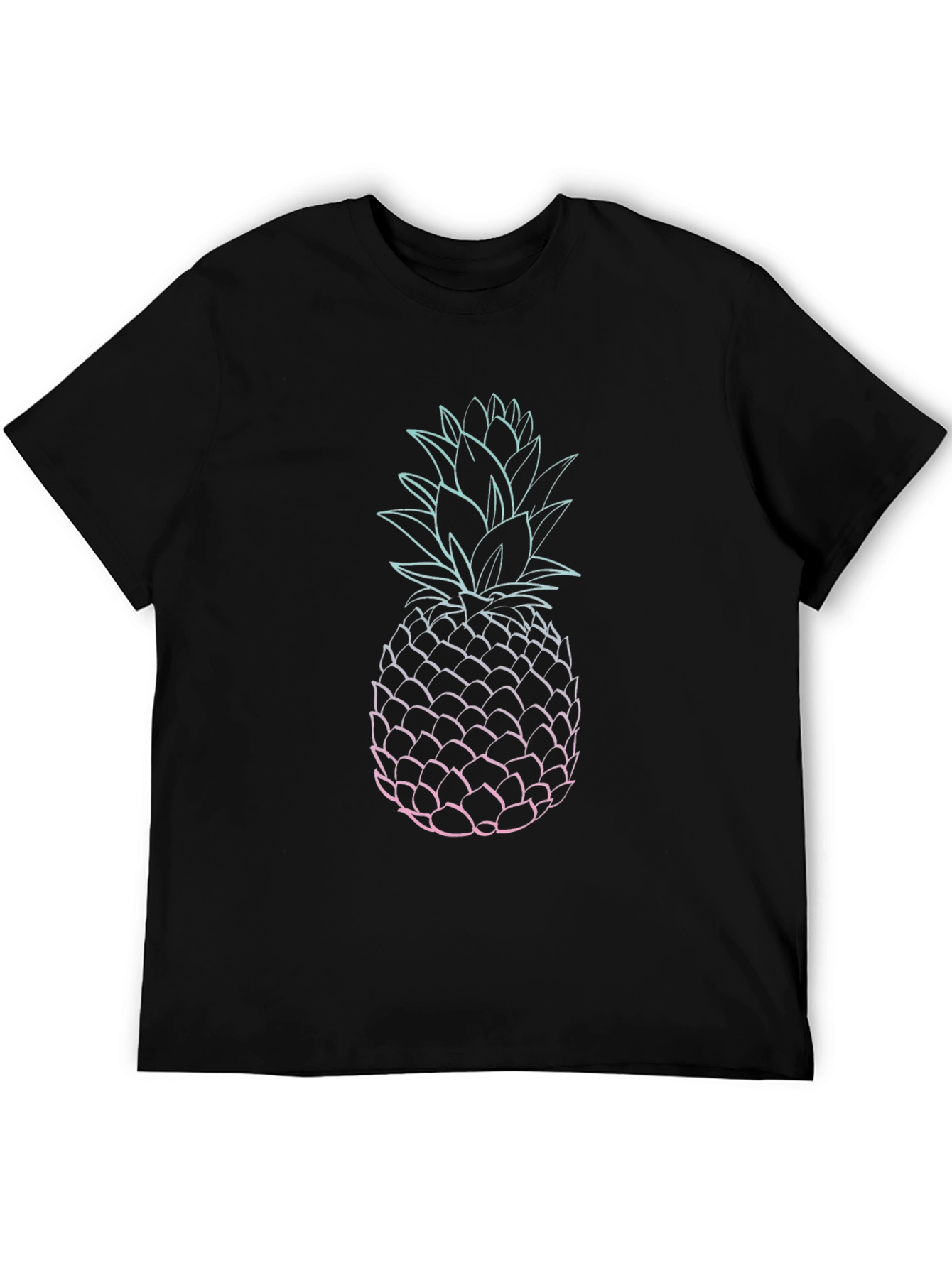 Pineapple Graphic Print Black T-Shirt