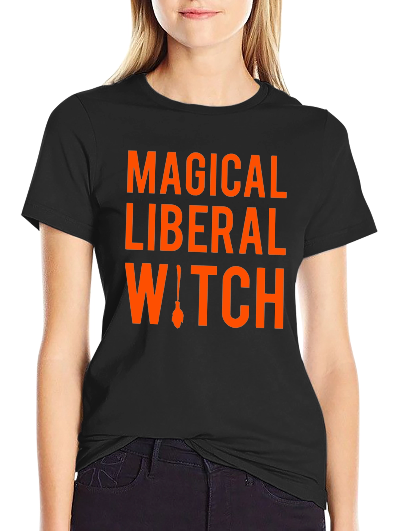 Magical Liberal Witch Graphic Tee - Black