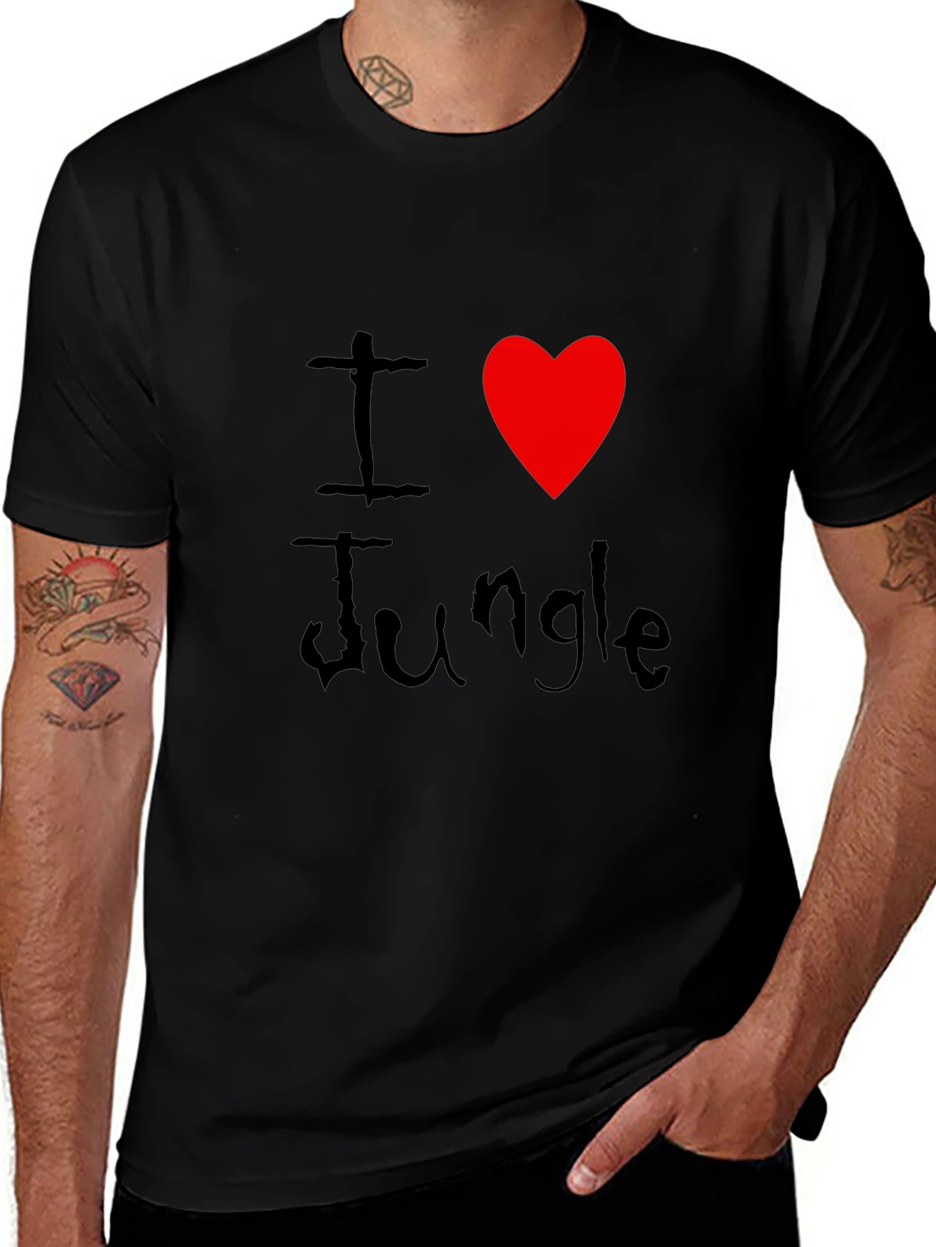 I Love Jungle Black Graphic Tee Shirt