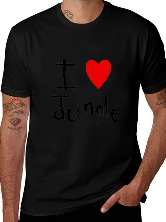 I Love Jungle Black Graphic Tee Shirt