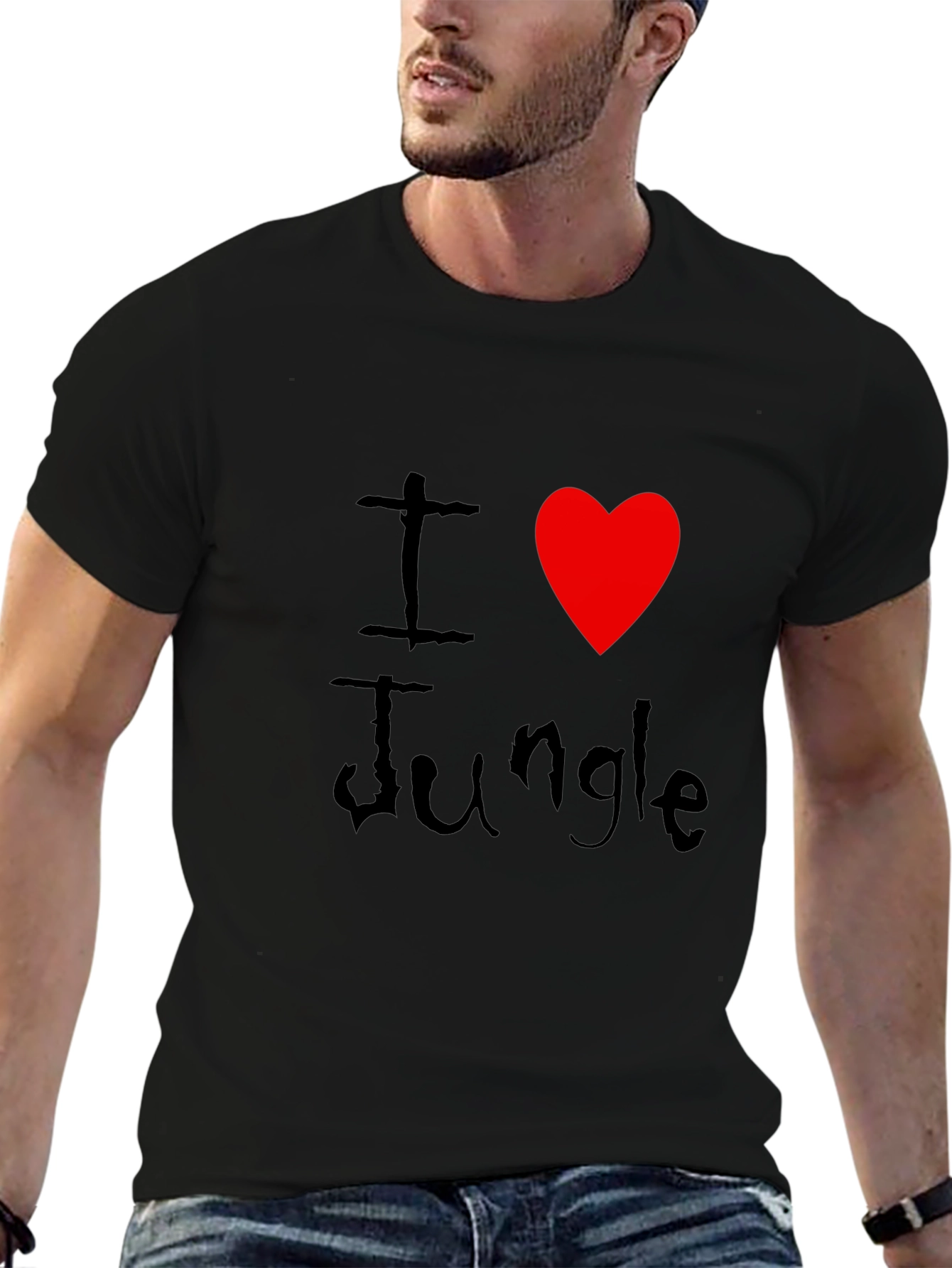 I Love Jungle Black Graphic Tee Shirt