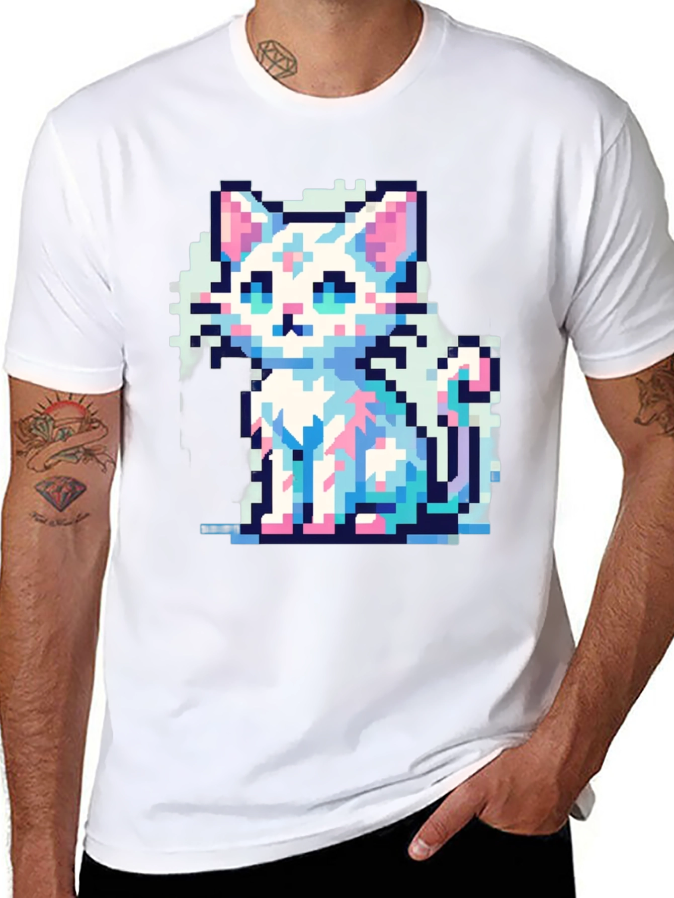 Pixel Cat T-Shirt - Retro Gaming Style