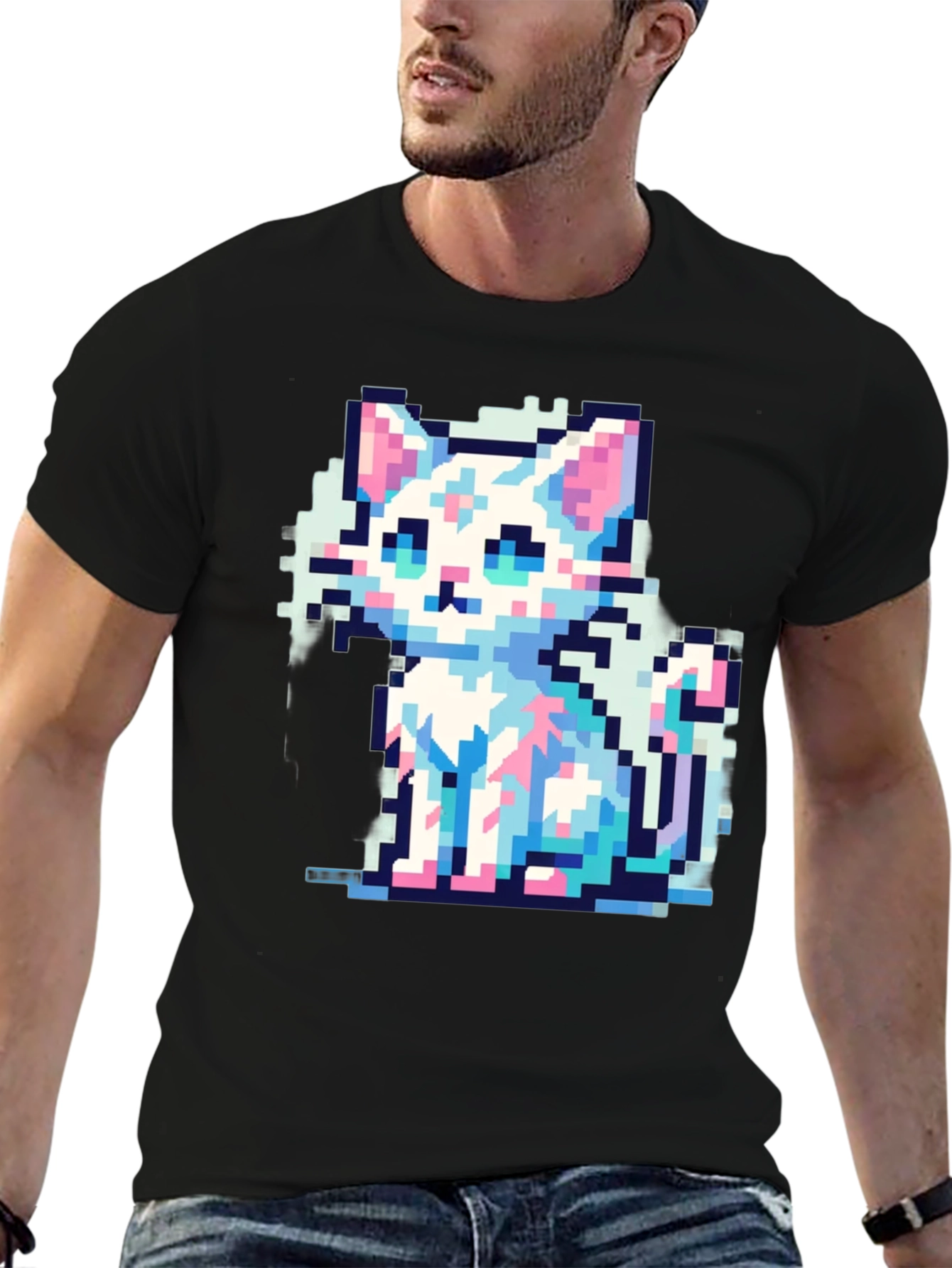 Pixel Cat T-Shirt - Retro Gaming Style