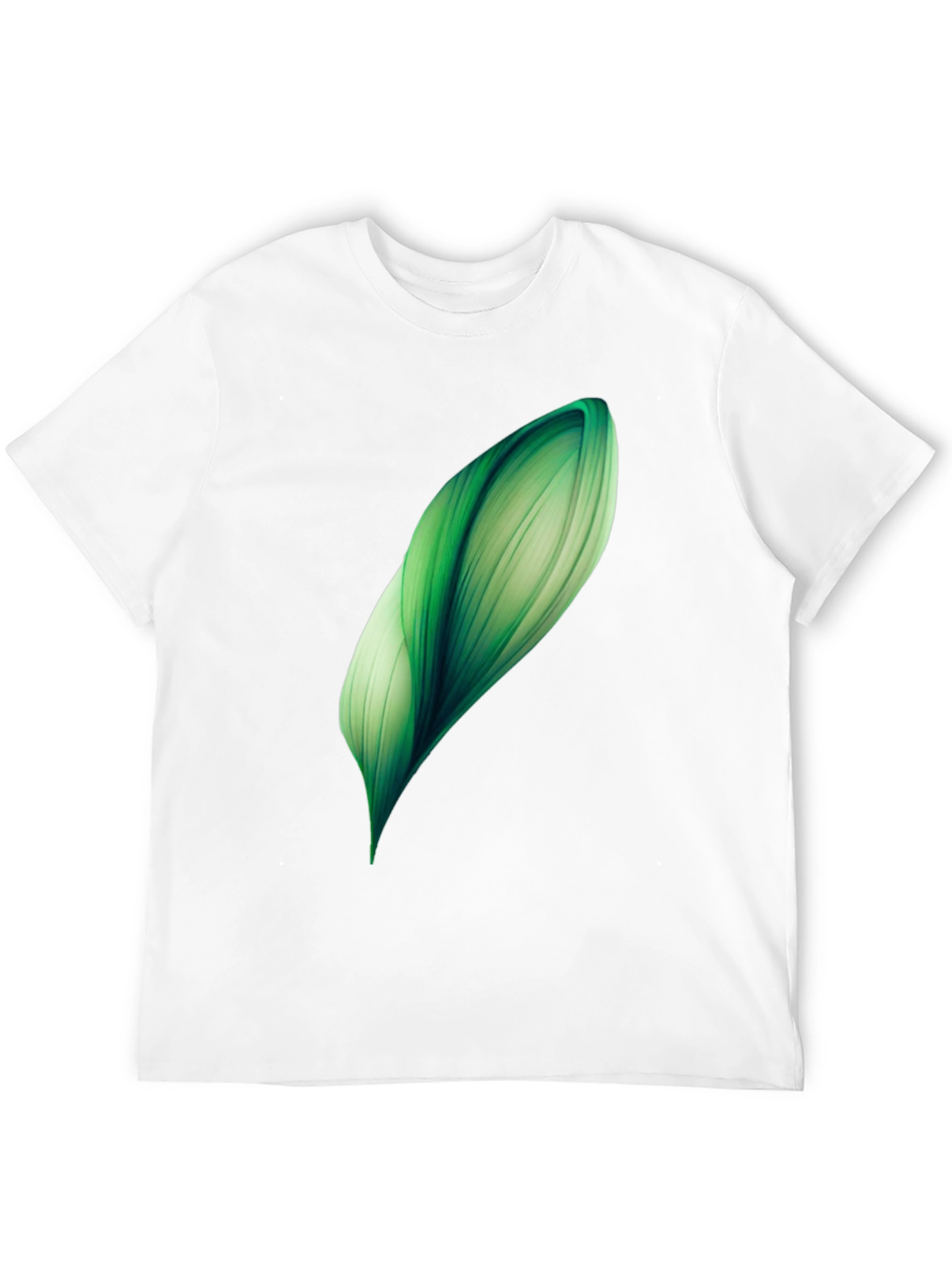 Abstract Green Leaf Graphic Print Black T-Shirt