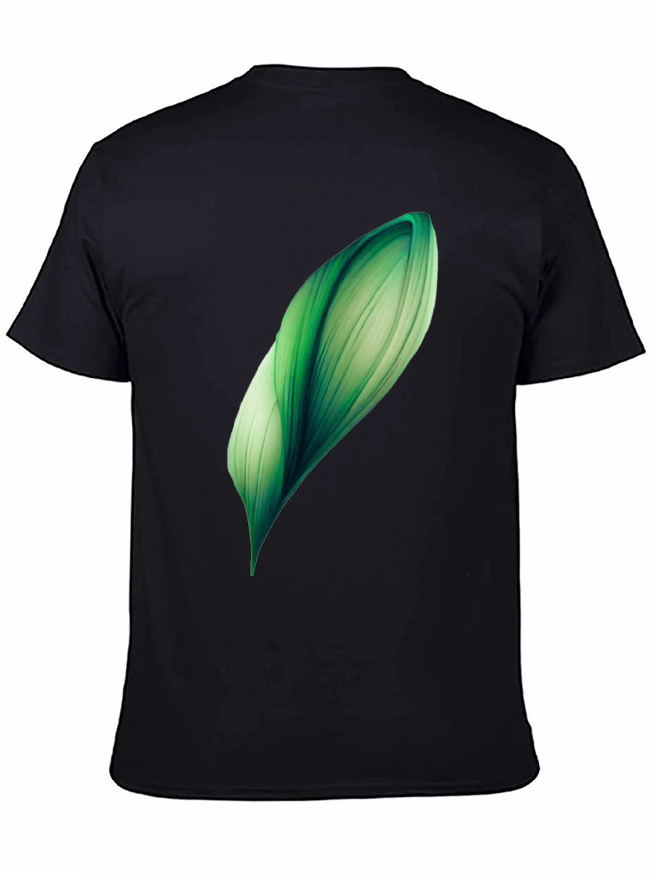 Abstract Green Leaf Graphic Print Black T-Shirt