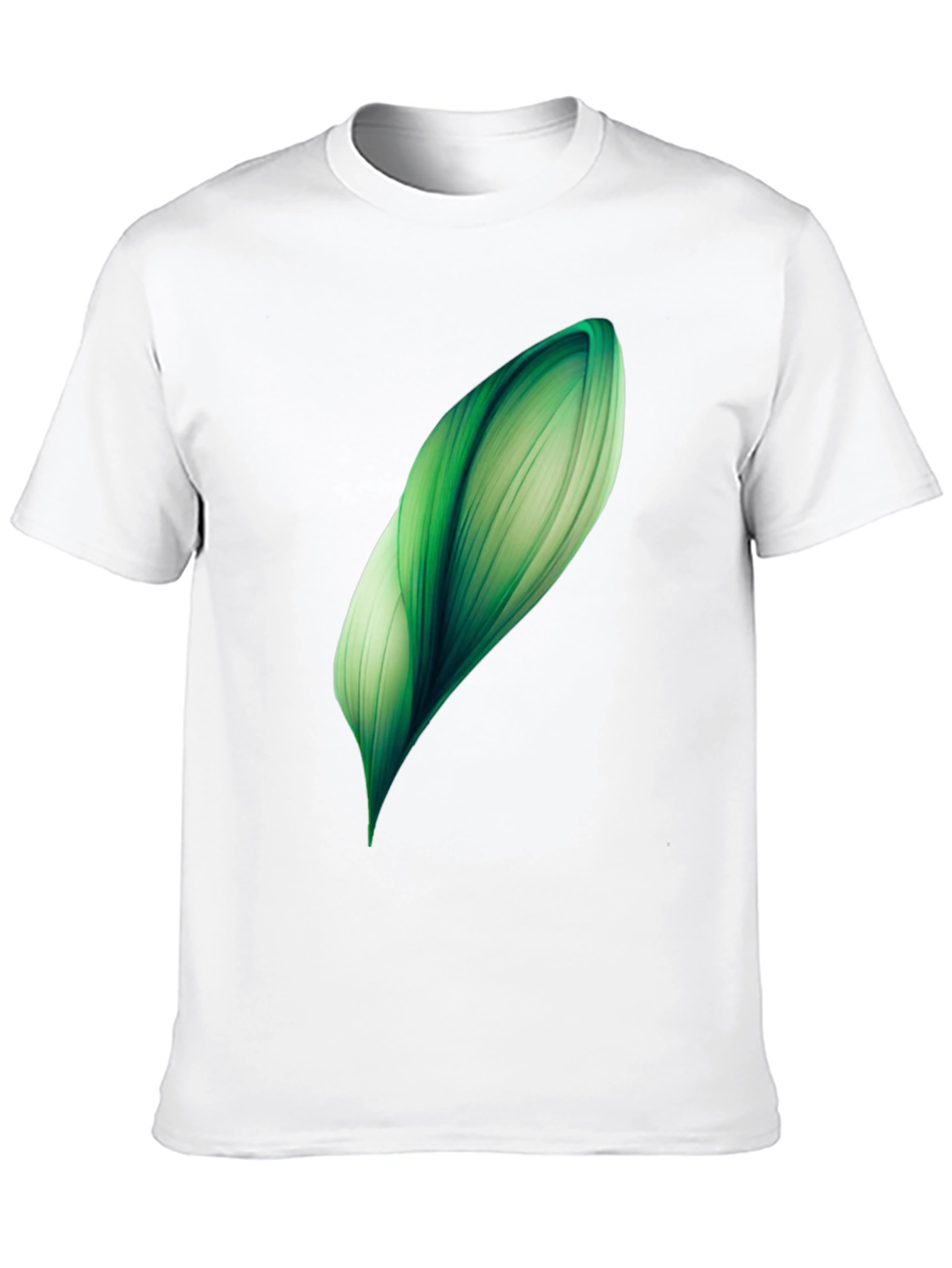 Abstract Green Leaf Graphic Print Black T-Shirt