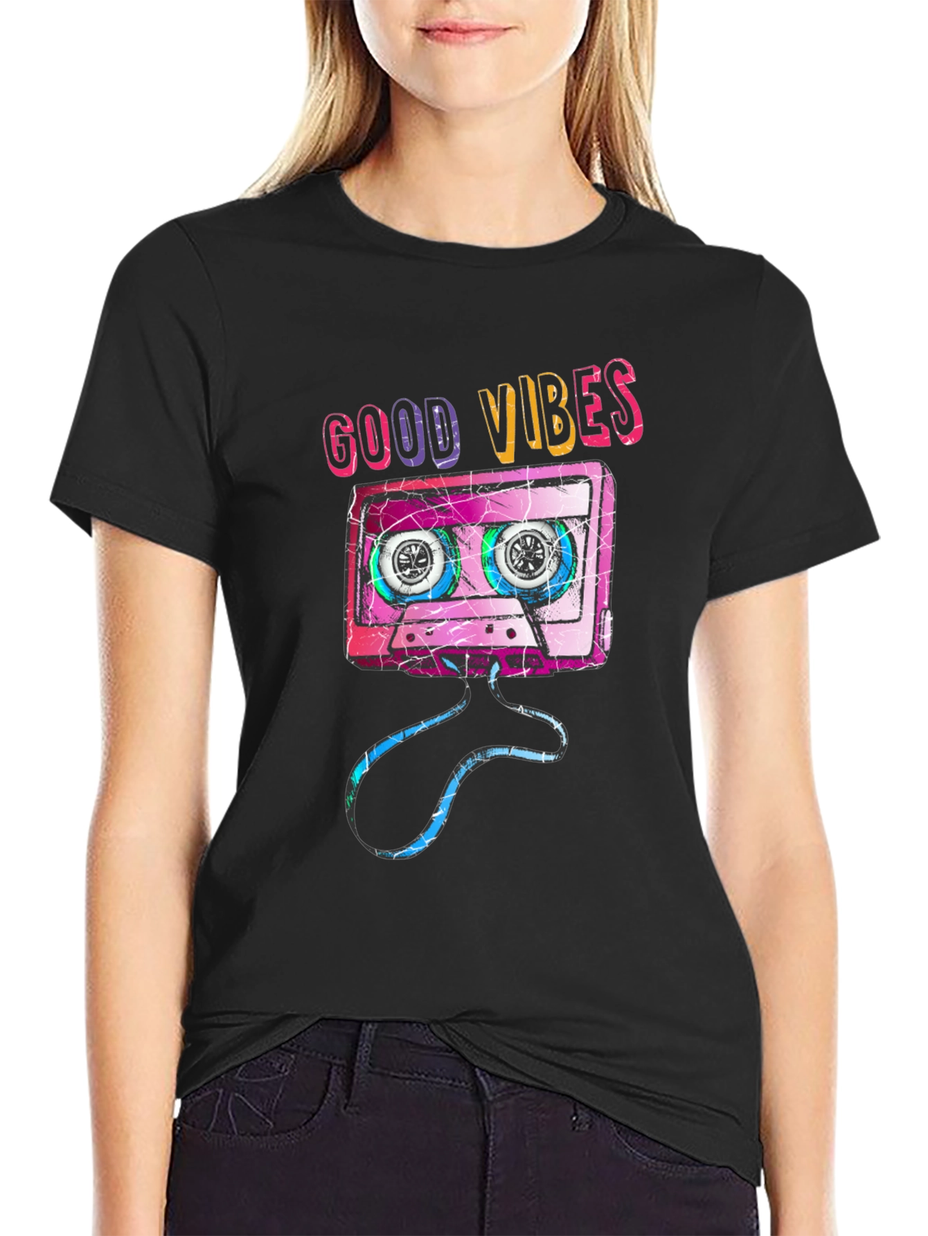 Good Vibes Retro Cassette Graphic Tee
