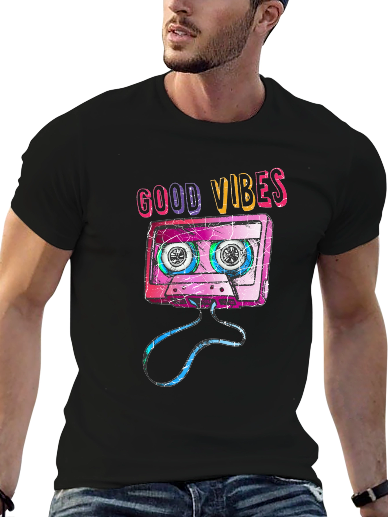 Good Vibes Retro Cassette Graphic Tee