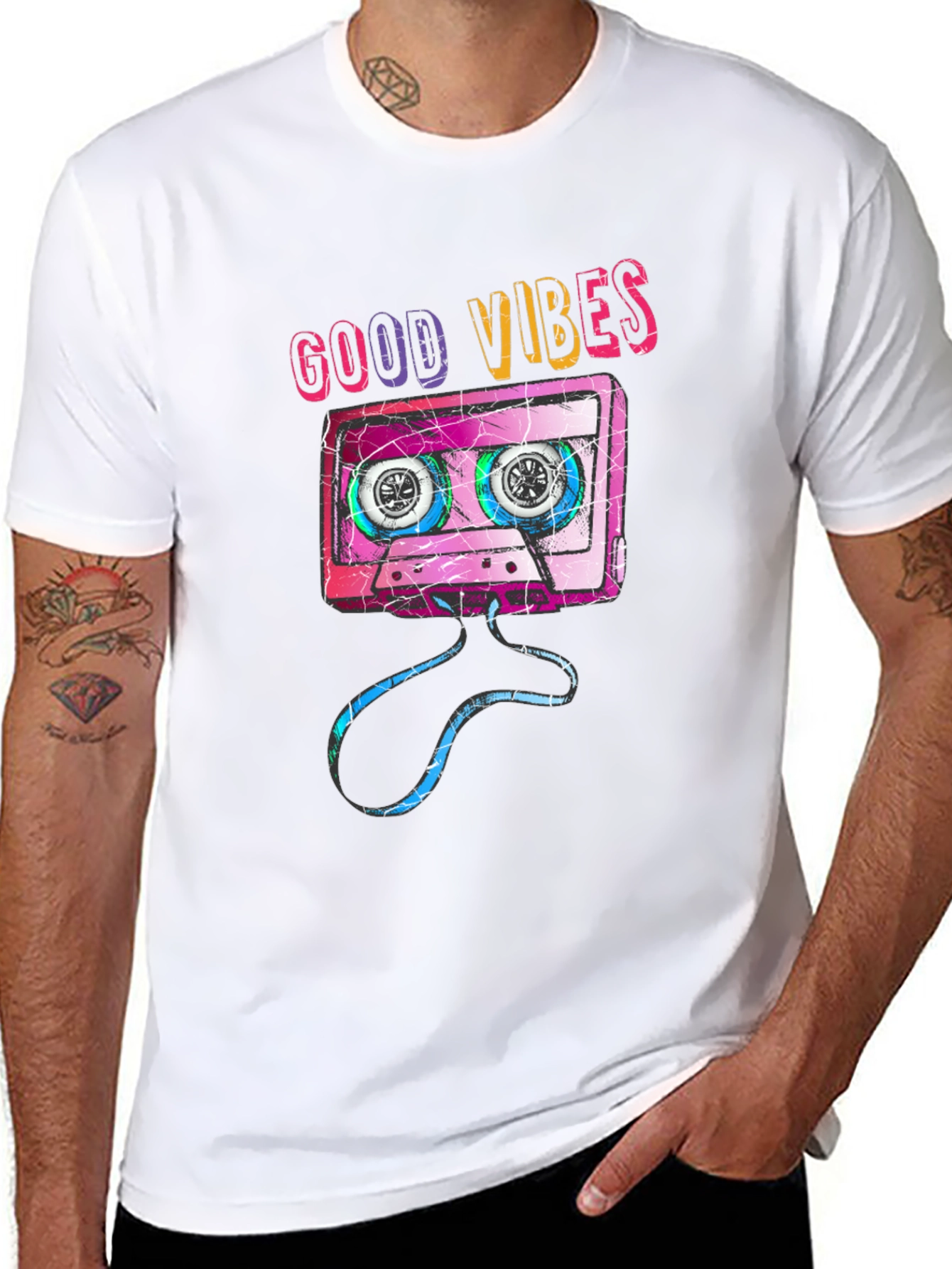 Good Vibes Retro Cassette Graphic Tee