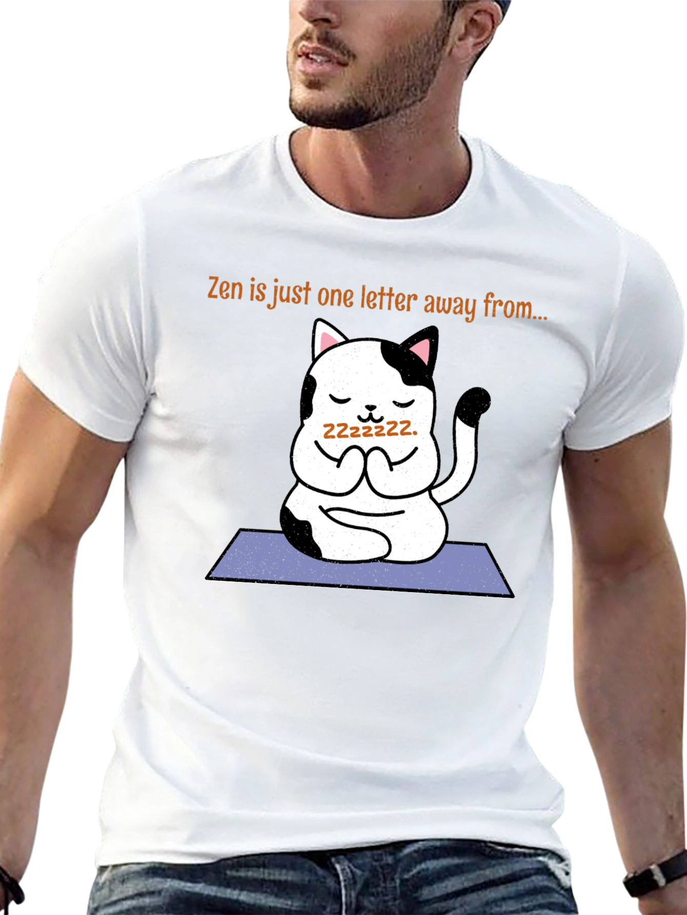 Zen Cat T-Shirt - One Letter Away from Zzzs