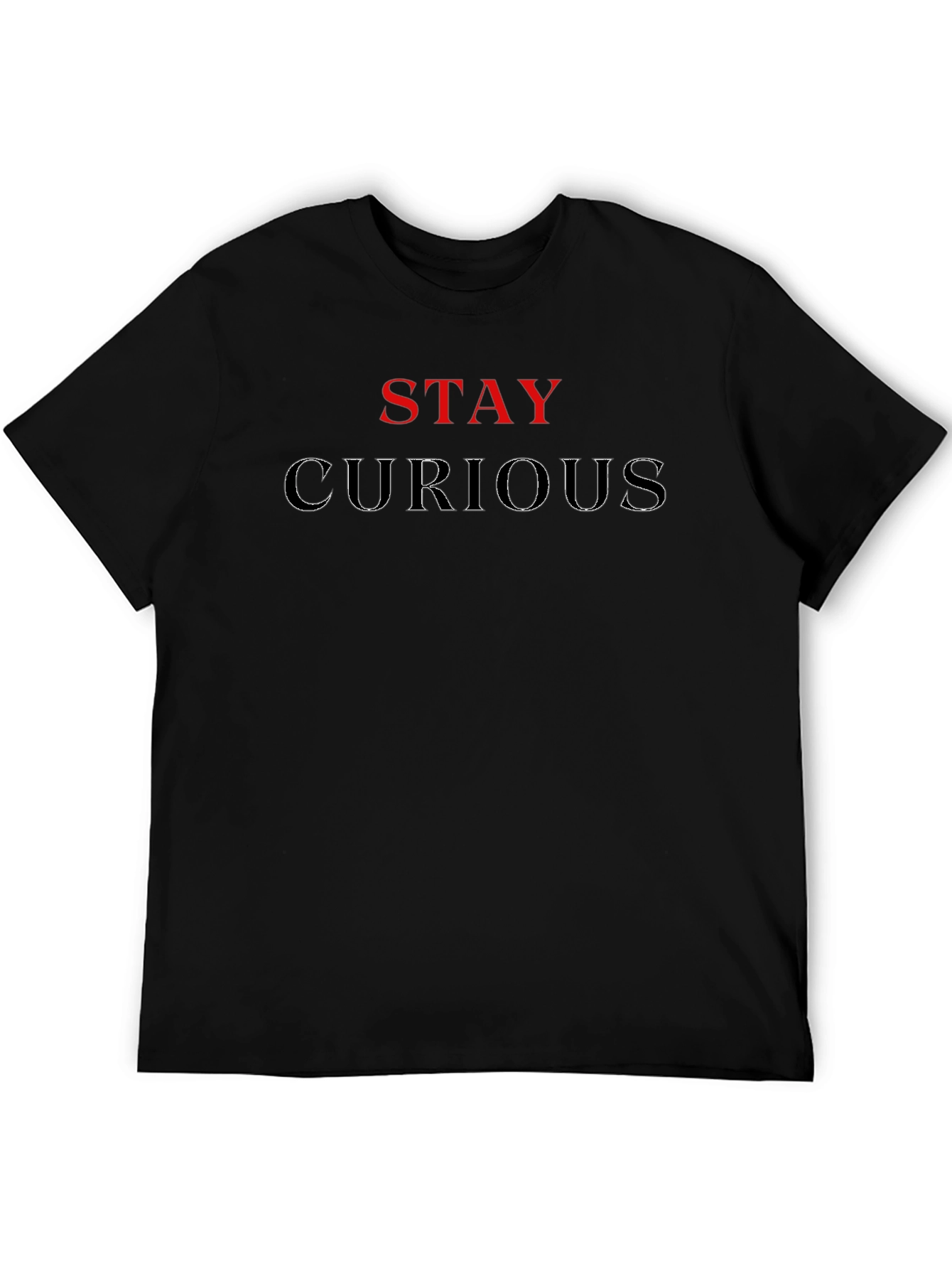 Stay Curious Graphic Print Tee - Black