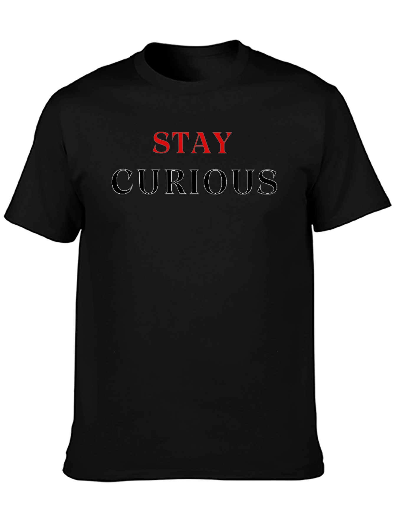 Stay Curious Graphic Print Tee - Black