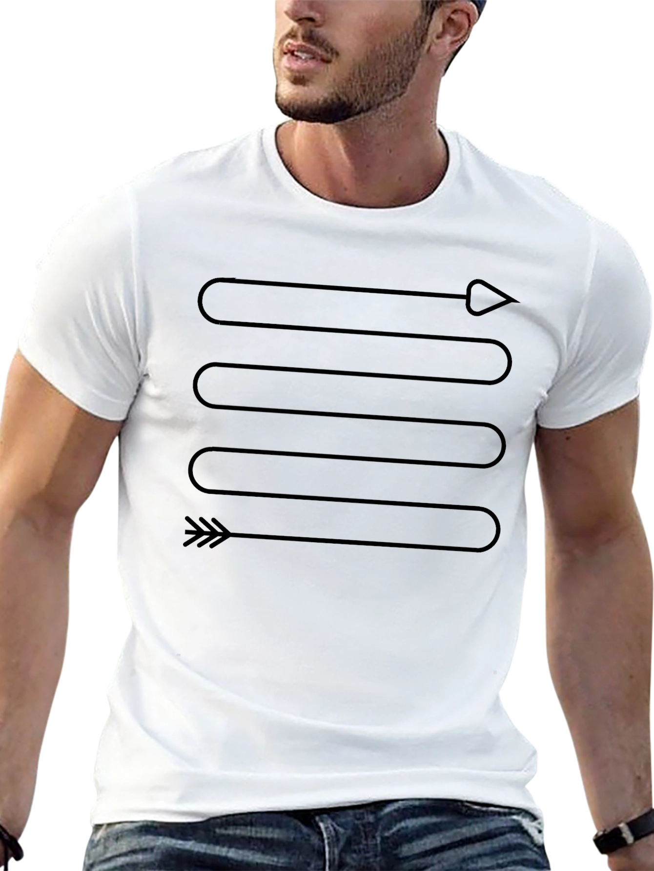 Arrow Path Black Graphic Tee - Mens Fashion