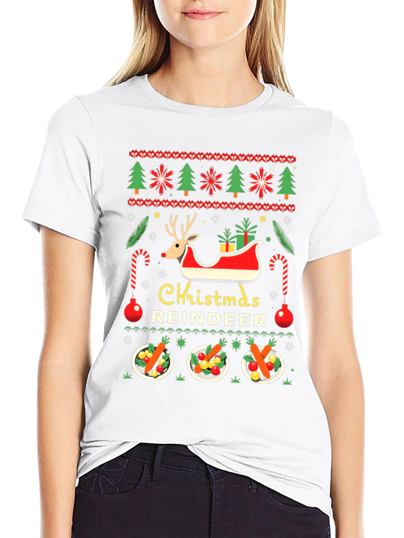 Christmas Reindeer Ugly Sweater T-Shirt